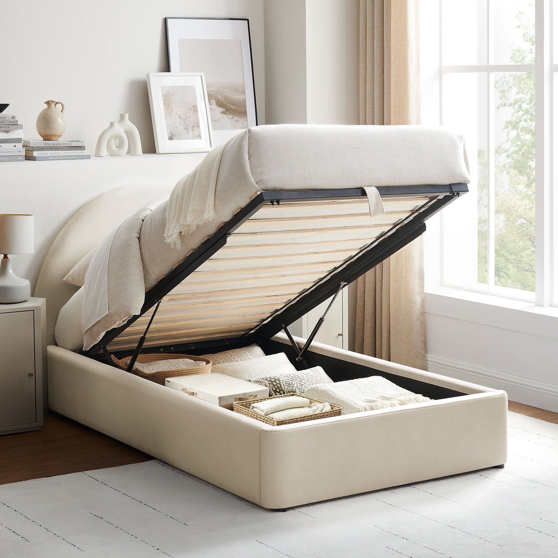 Resort Twin Arched Performance Velvet Storage Platform Bed Frame by Modway
