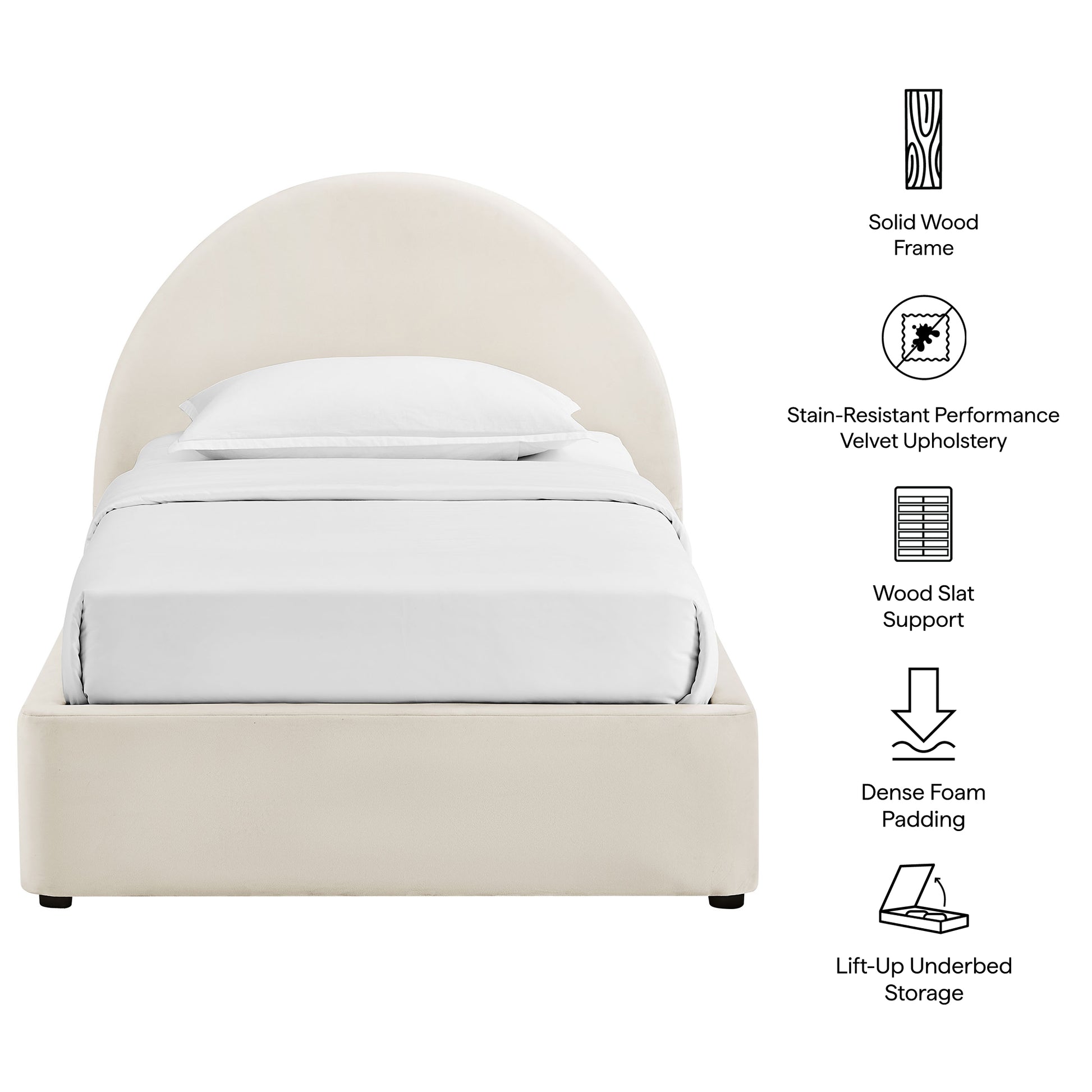 Resort Twin Arched Performance Velvet Storage Platform Bed Frame by Modway