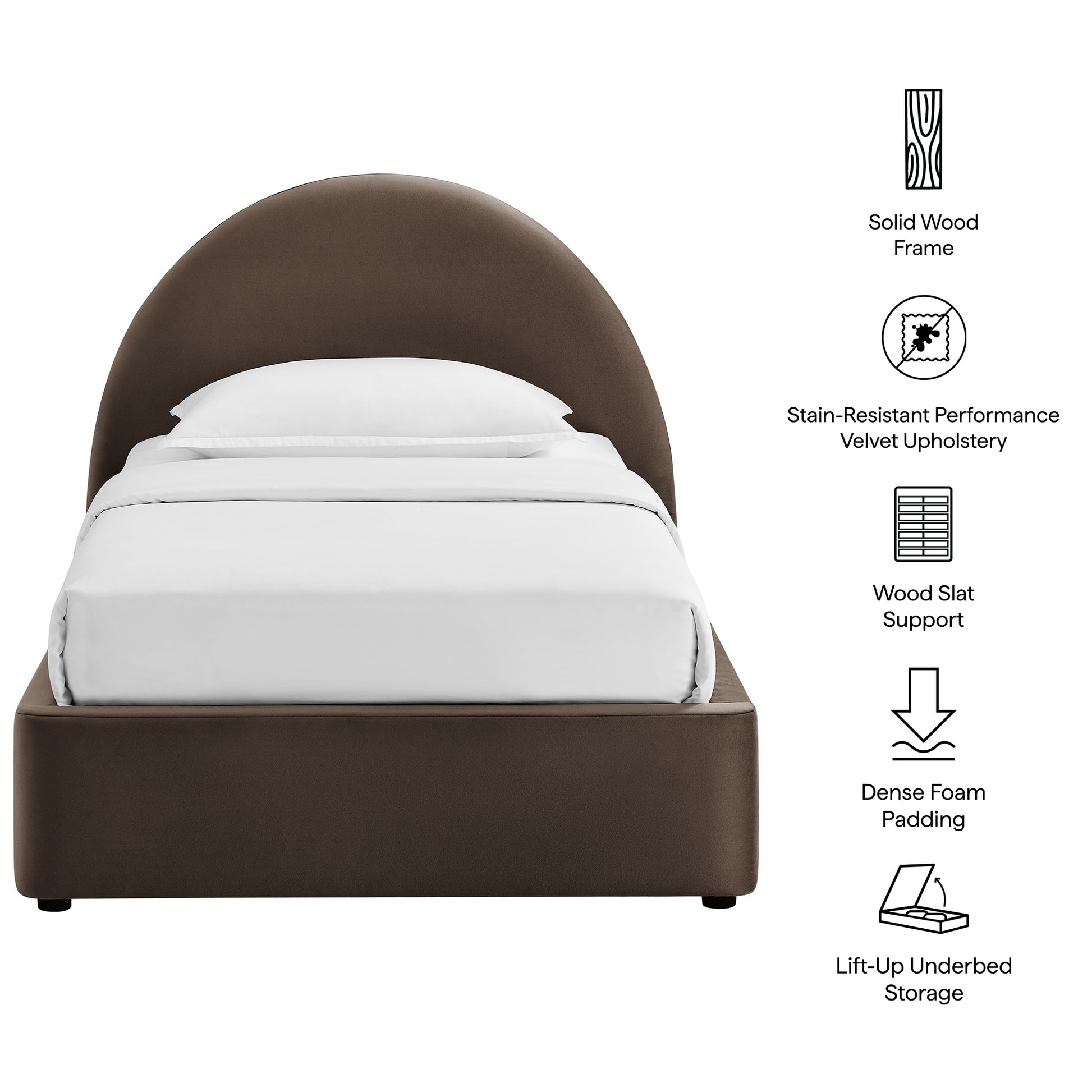 Resort Twin Arched Performance Velvet Storage Platform Bed Frame by Modway
