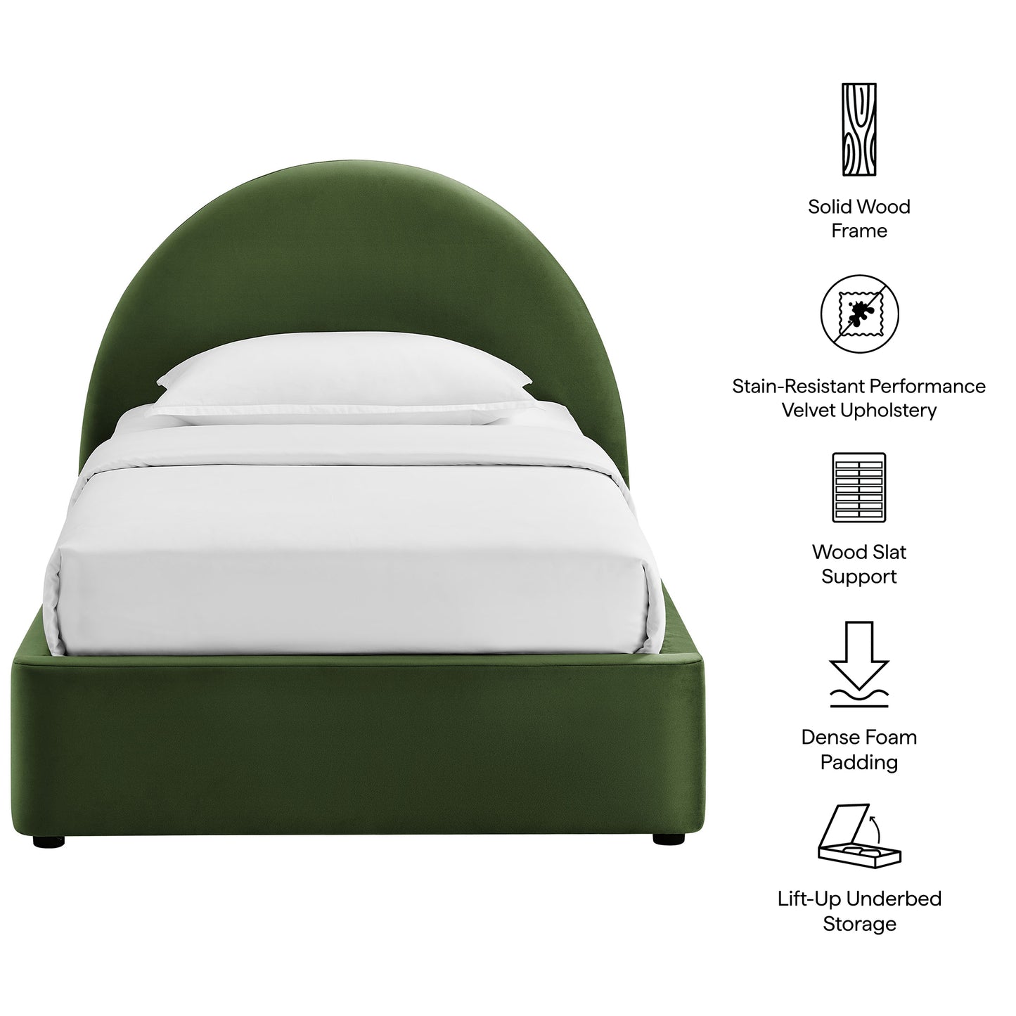 Resort Twin Arched Performance Velvet Storage Platform Bed Frame by Modway