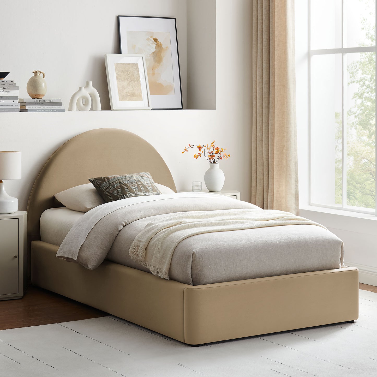 Resort Twin Arched Performance Velvet Storage Platform Bed Frame by Modway