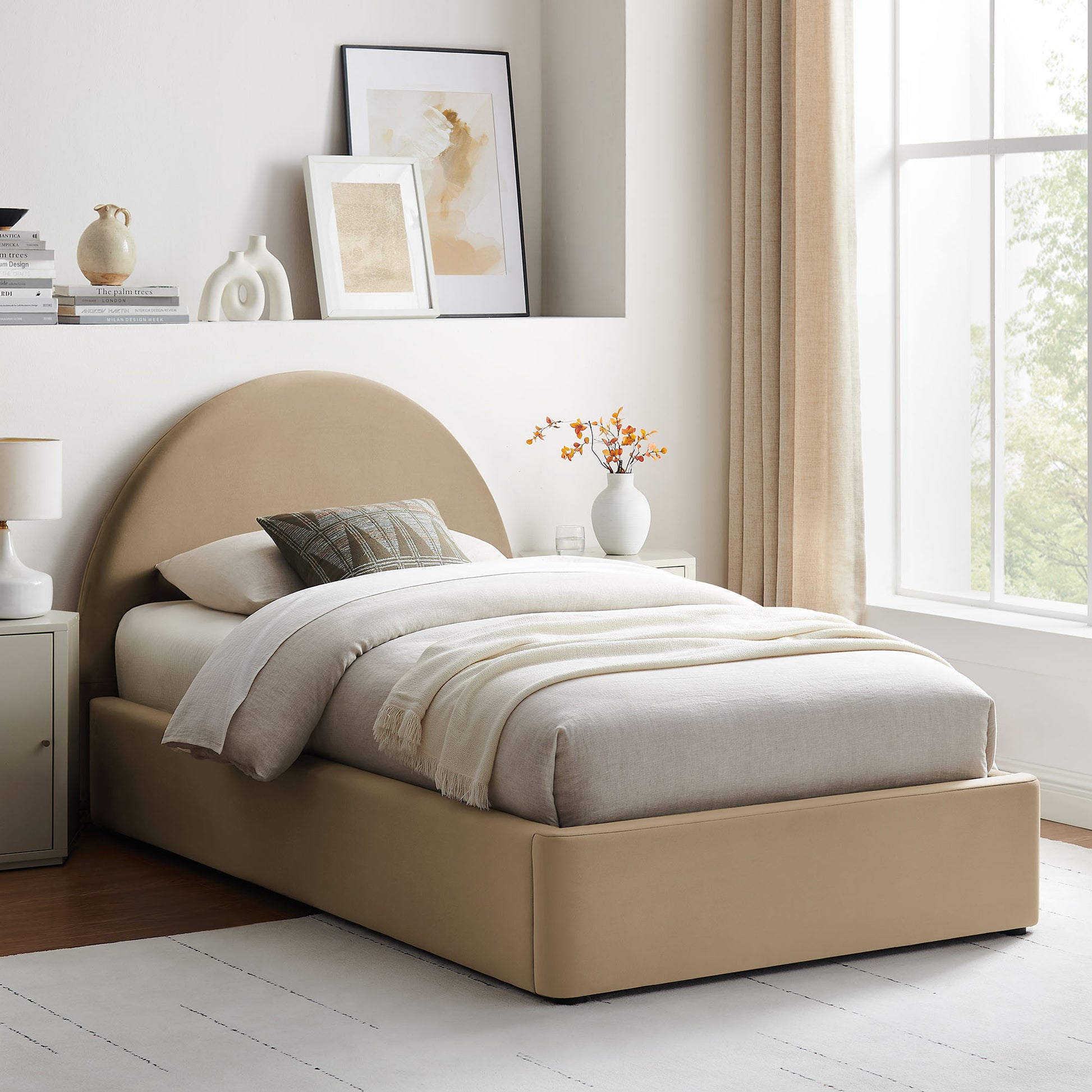 Resort Twin Arched Performance Velvet Storage Platform Bed Frame by Modway