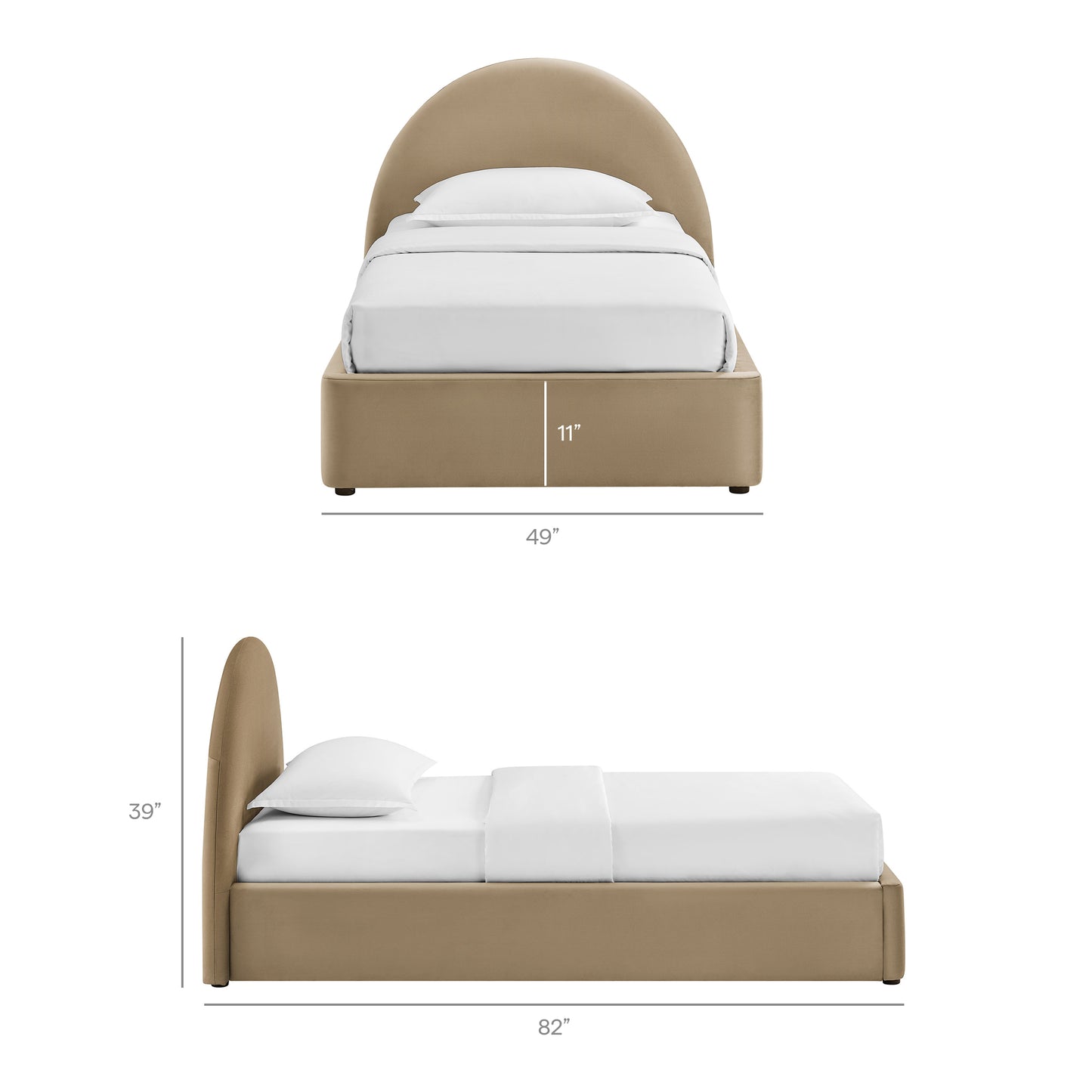 Resort Twin Arched Performance Velvet Storage Platform Bed Frame by Modway