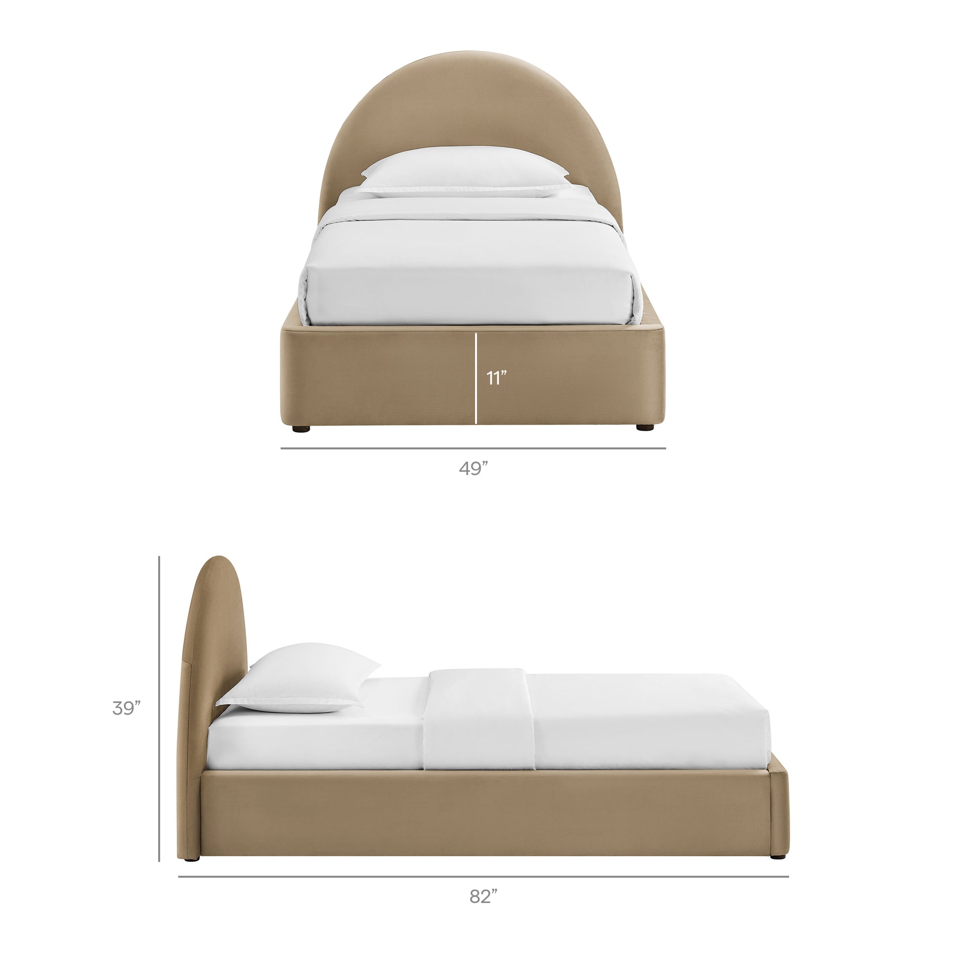 Resort Twin Arched Performance Velvet Storage Platform Bed Frame by Modway