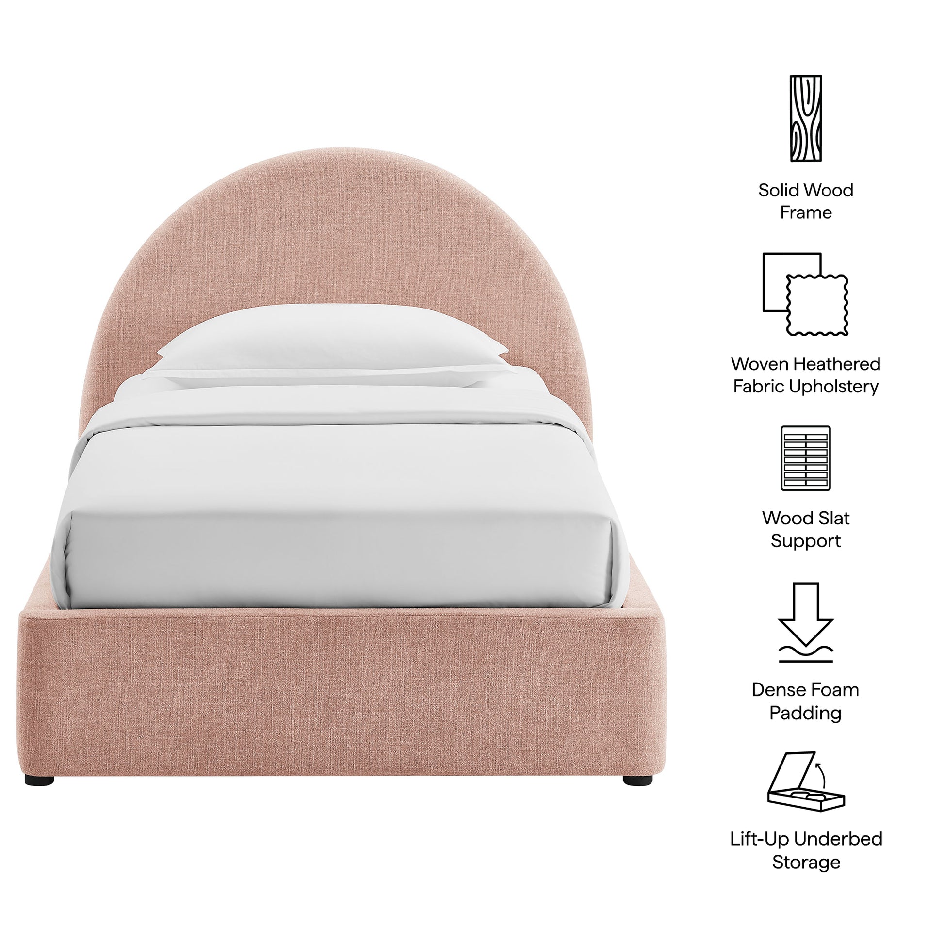 Resort Twin Arched Upholstered Fabric Storage Platform Bed Frame by Modway