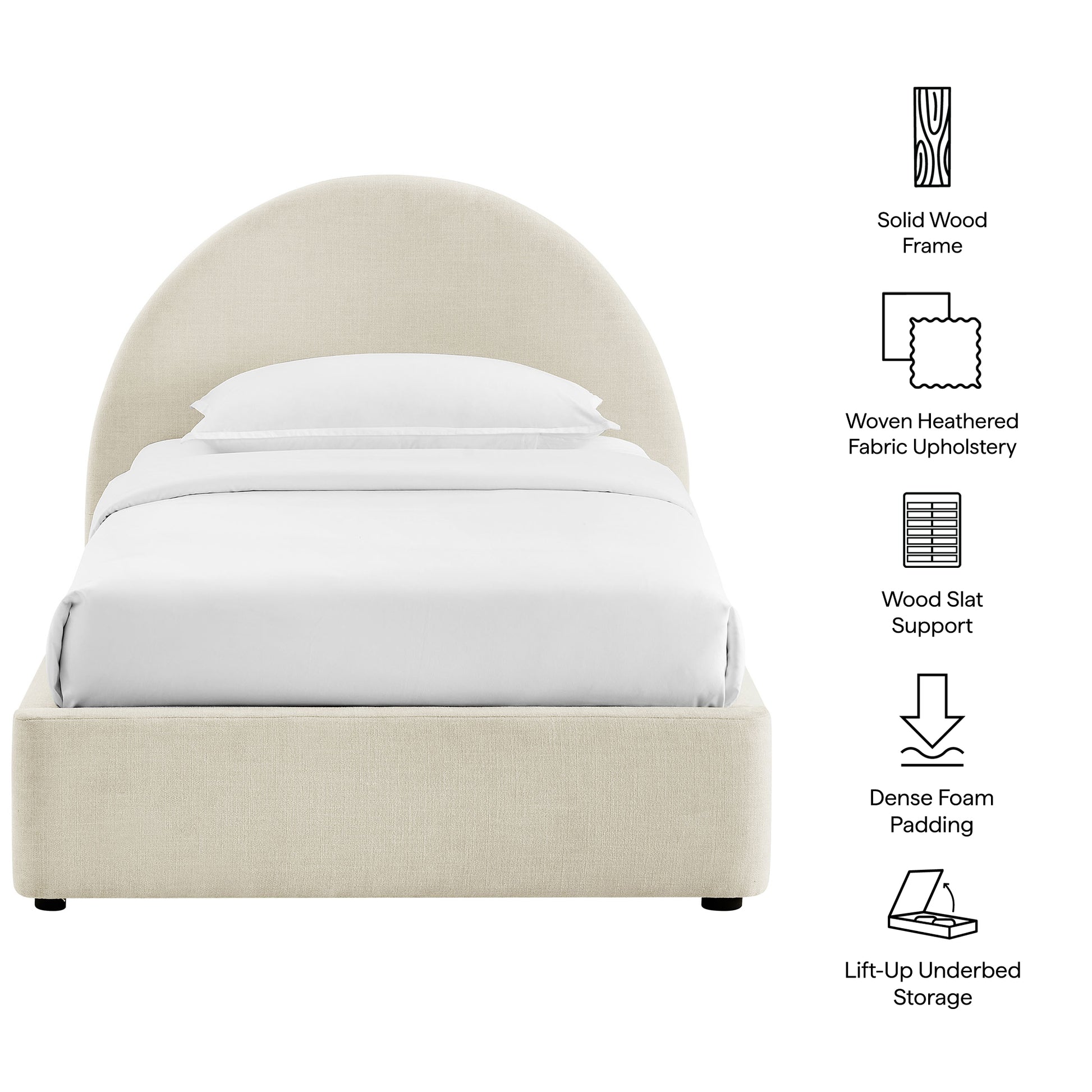 Resort Twin Arched Upholstered Fabric Storage Platform Bed Frame by Modway