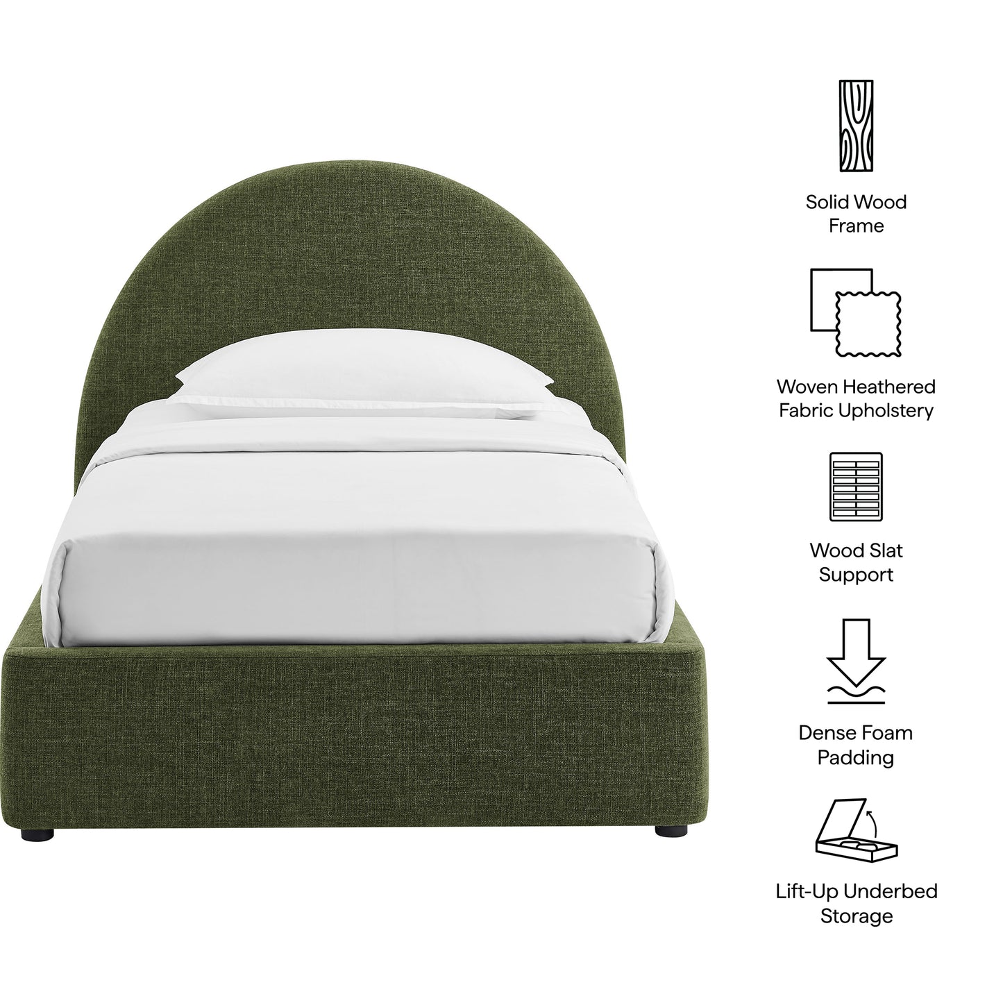 Resort Twin Arched Upholstered Fabric Storage Platform Bed Frame by Modway