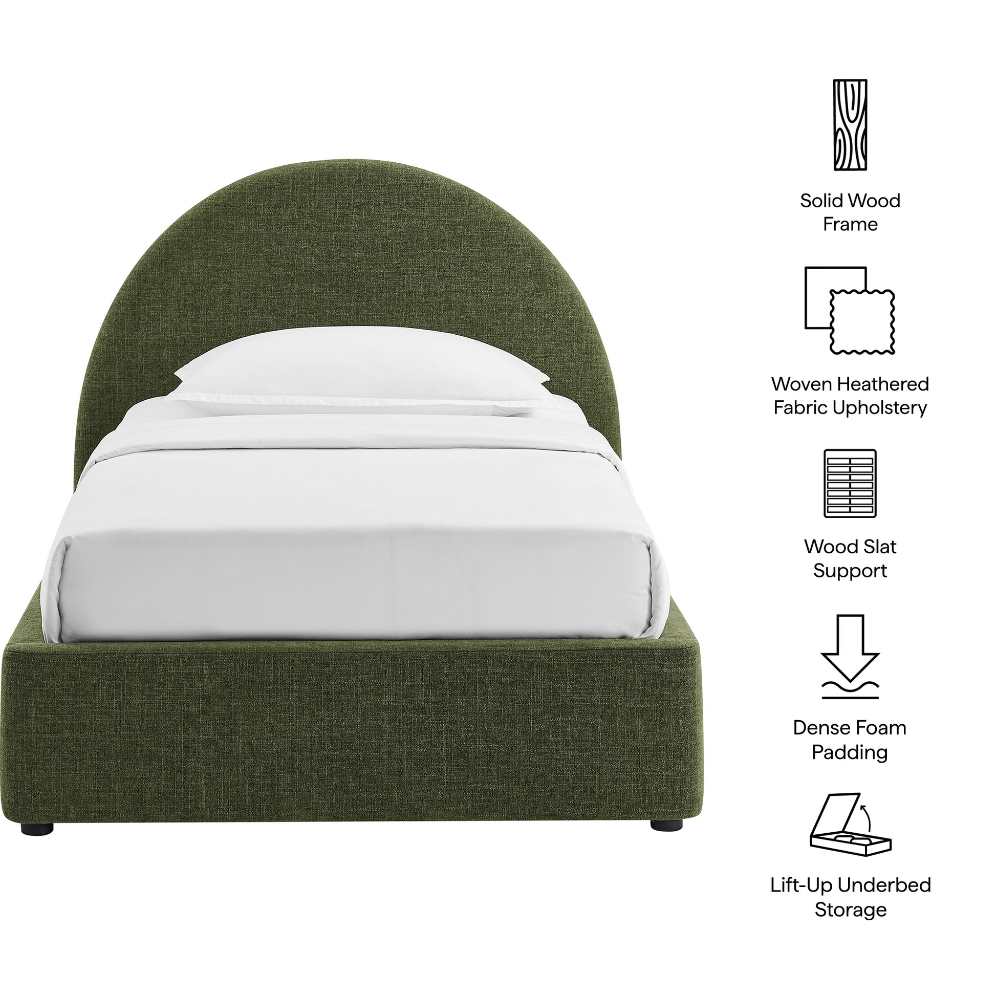 Resort Twin Arched Upholstered Fabric Storage Platform Bed Frame by Modway