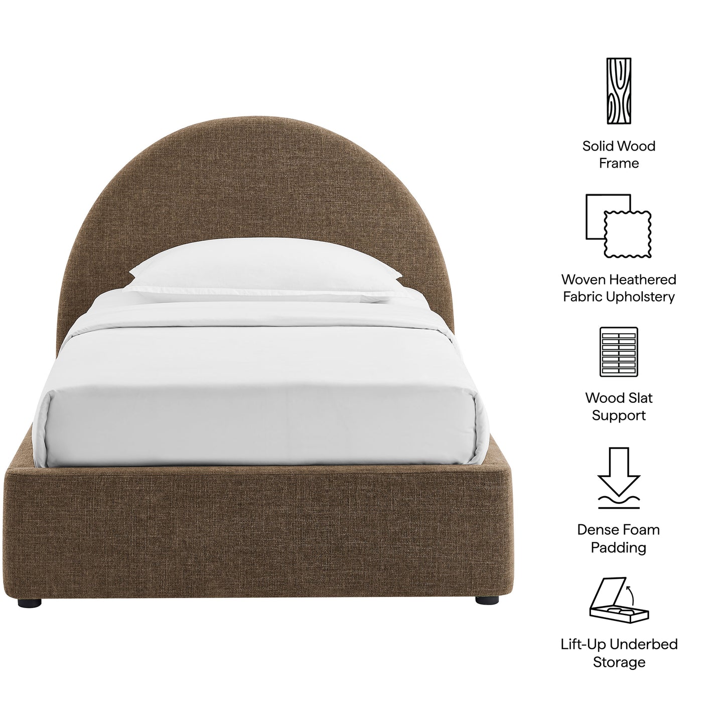Resort Twin Arched Upholstered Fabric Storage Platform Bed Frame by Modway