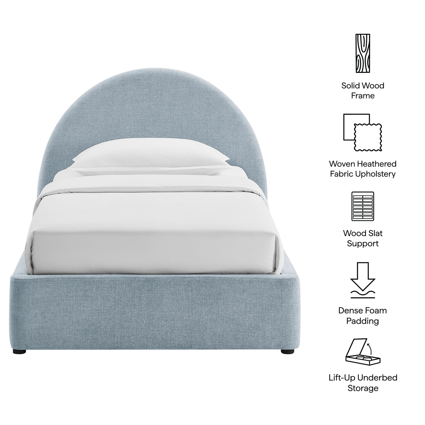 Resort Twin Arched Upholstered Fabric Storage Platform Bed Frame by Modway