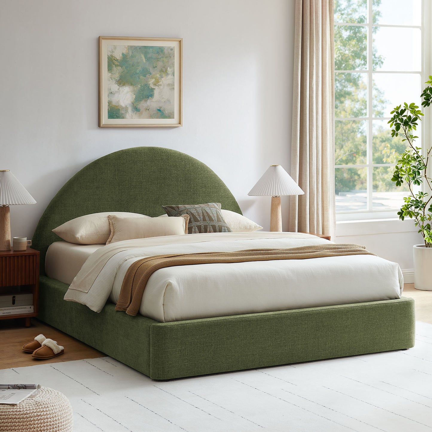 Resort Full Arched Upholstered Fabric Storage Platform Bed Frame by Modway