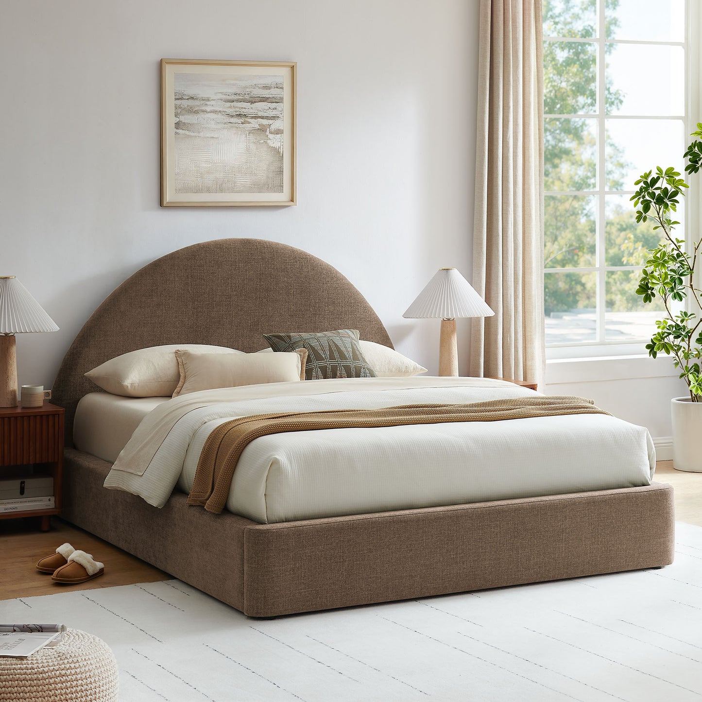 Resort Full Arched Upholstered Fabric Storage Platform Bed Frame by Modway