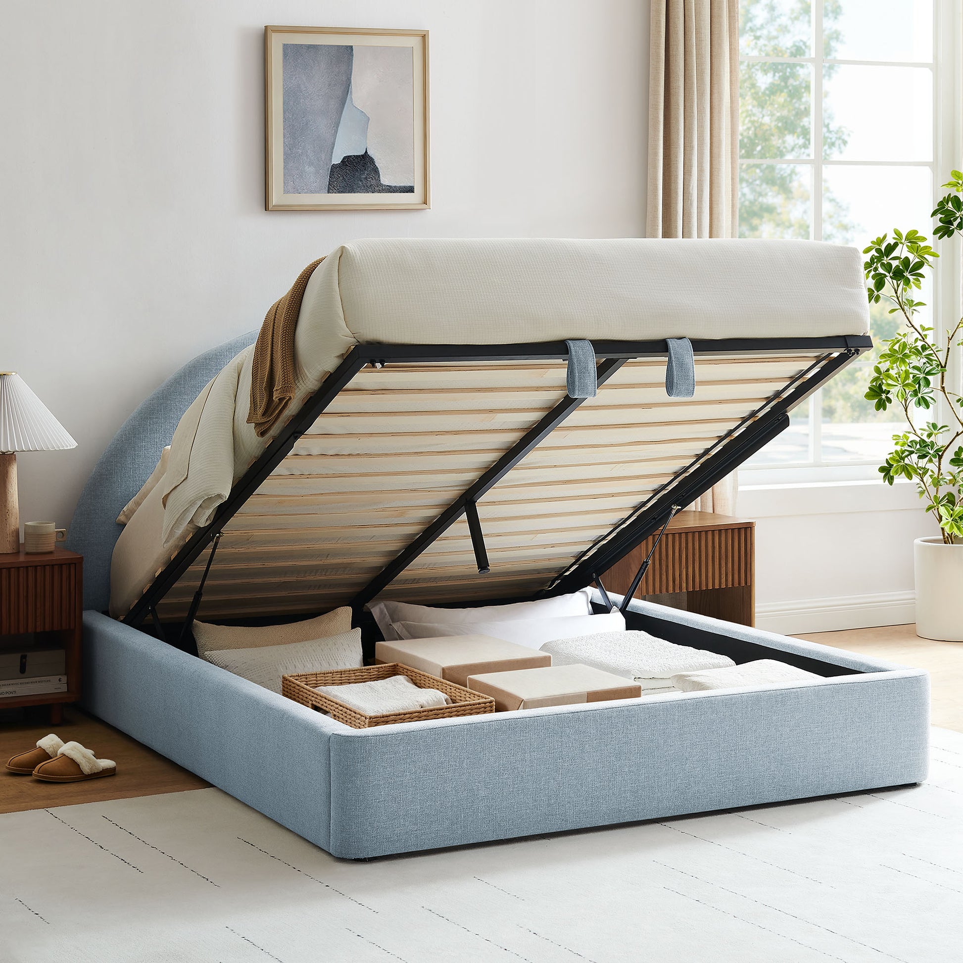 Resort Full Arched Upholstered Fabric Storage Platform Bed Frame by Modway