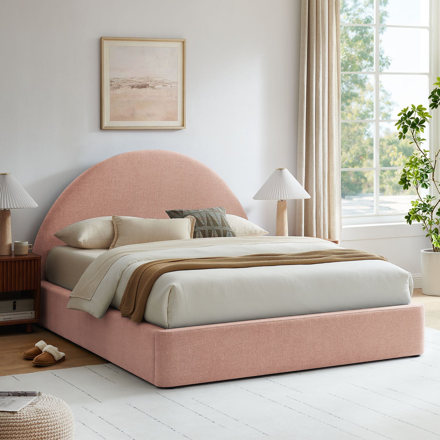 Resort Queen Arched Upholstered Fabric Storage Platform Bed Frame by Modway