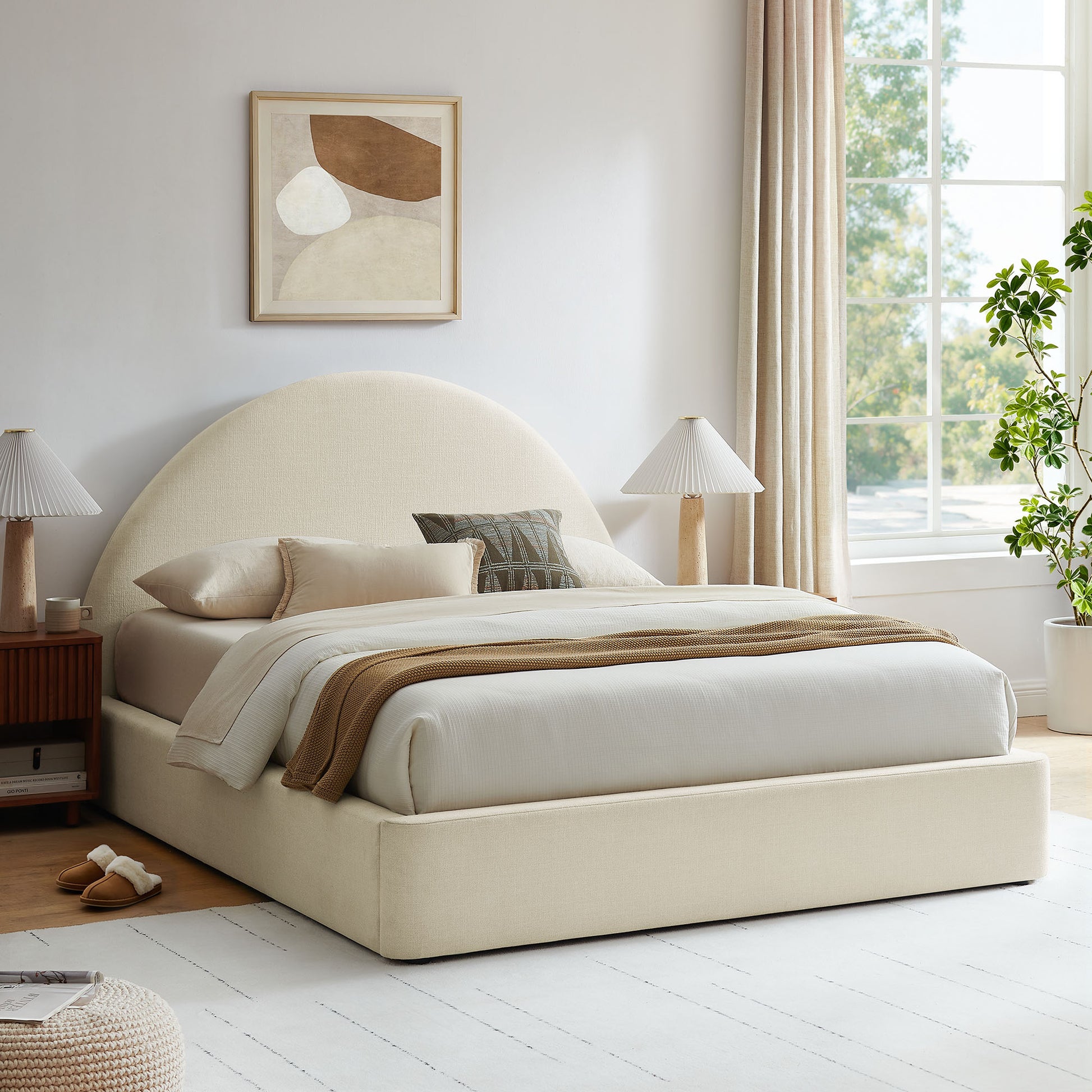 Resort Queen Arched Upholstered Fabric Storage Platform Bed Frame by Modway