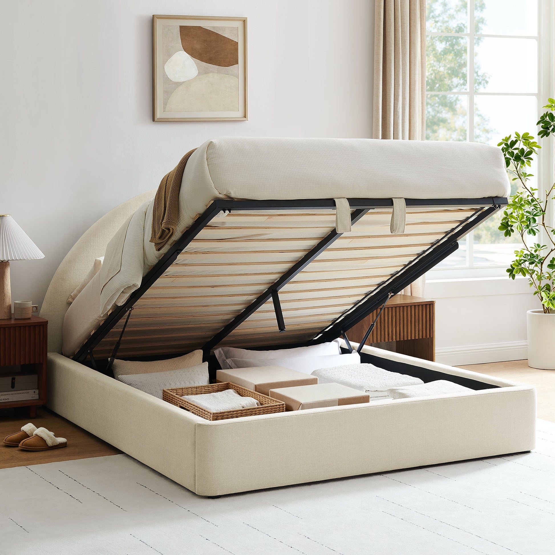 Resort Queen Arched Upholstered Fabric Storage Platform Bed Frame by Modway