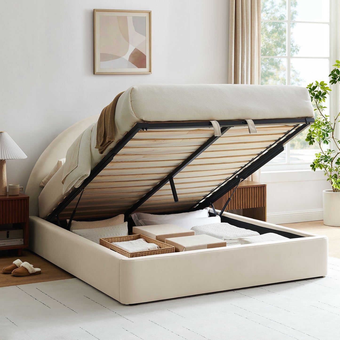 Resort King Arched Performance Velvet Storage Platform Bed Frame by Modway