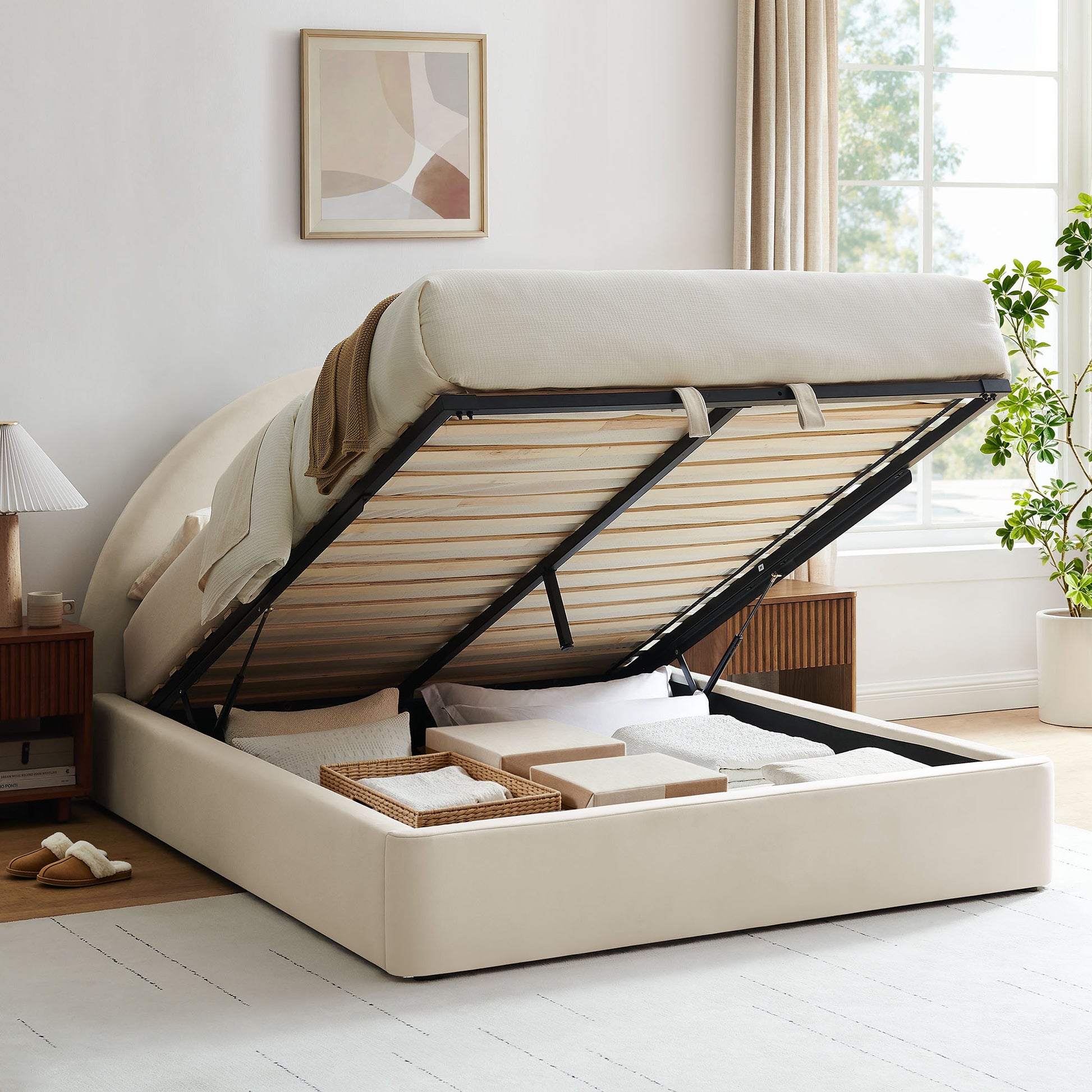 Resort King Arched Performance Velvet Storage Platform Bed Frame by Modway