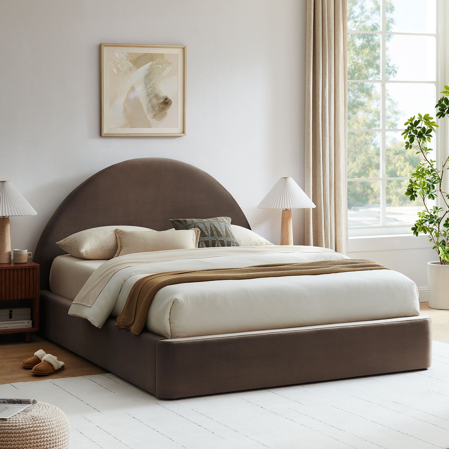Resort King Arched Performance Velvet Storage Platform Bed Frame by Modway