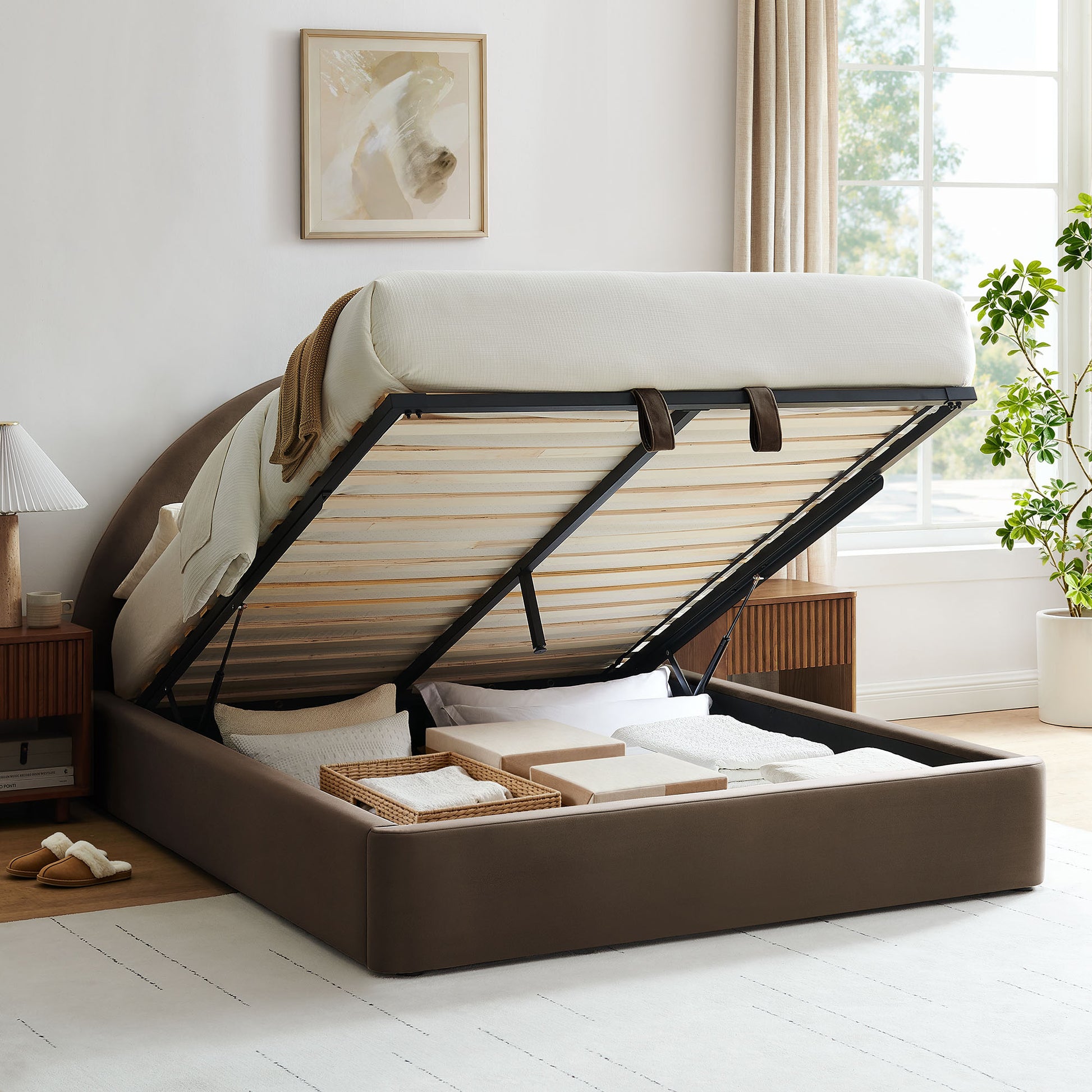 Resort King Arched Performance Velvet Storage Platform Bed Frame by Modway