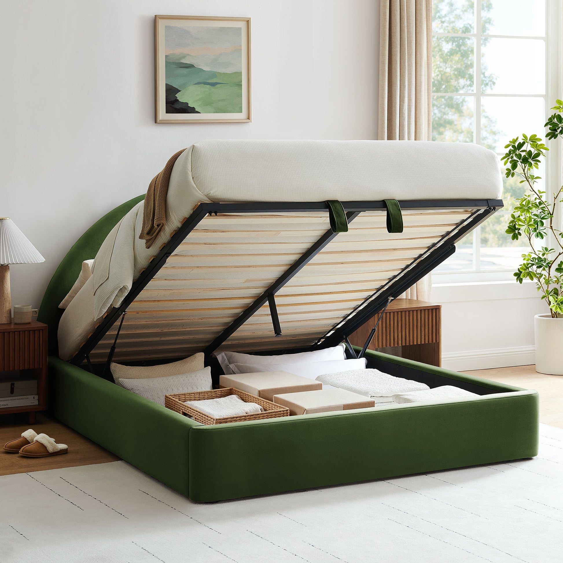 Resort King Arched Performance Velvet Storage Platform Bed Frame by Modway