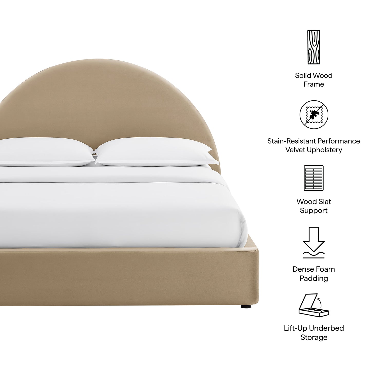 Resort King Arched Performance Velvet Storage Platform Bed Frame by Modway