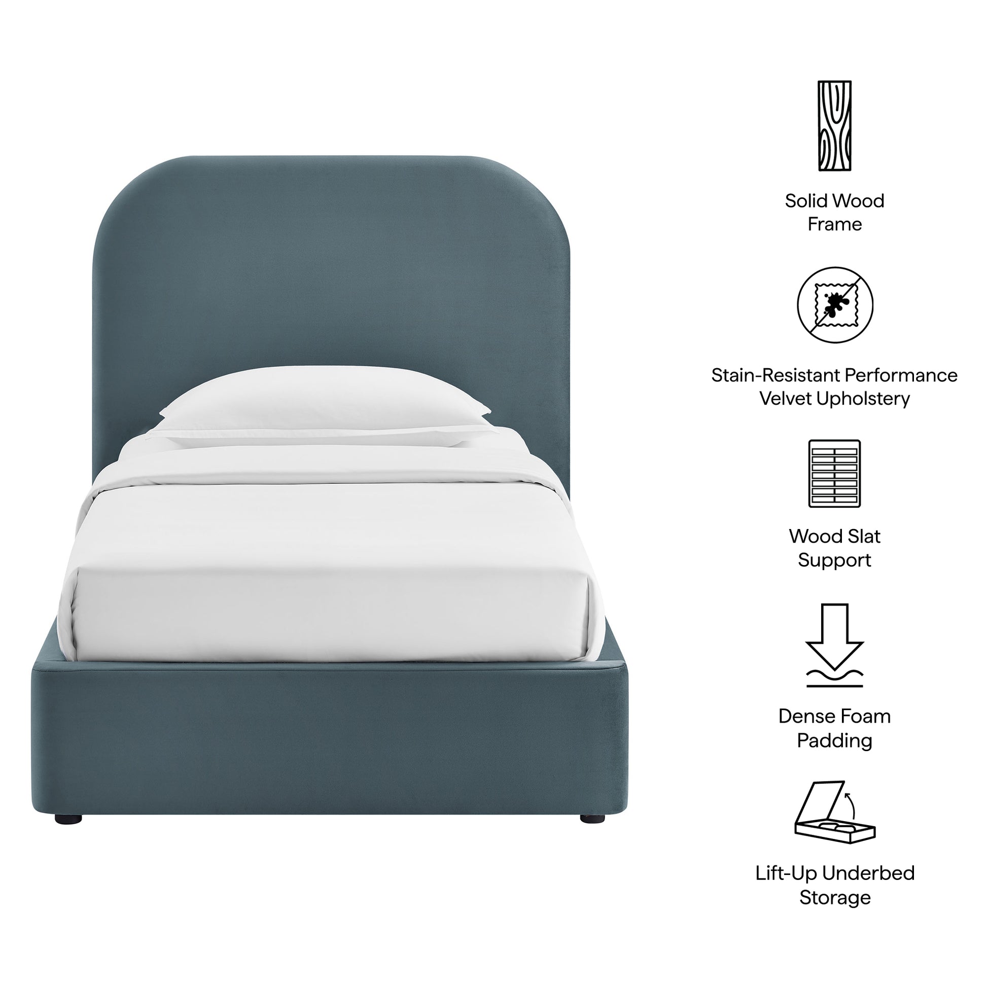 Keynote Twin Performance Velvet Storage Platform Bed Frame by Modway