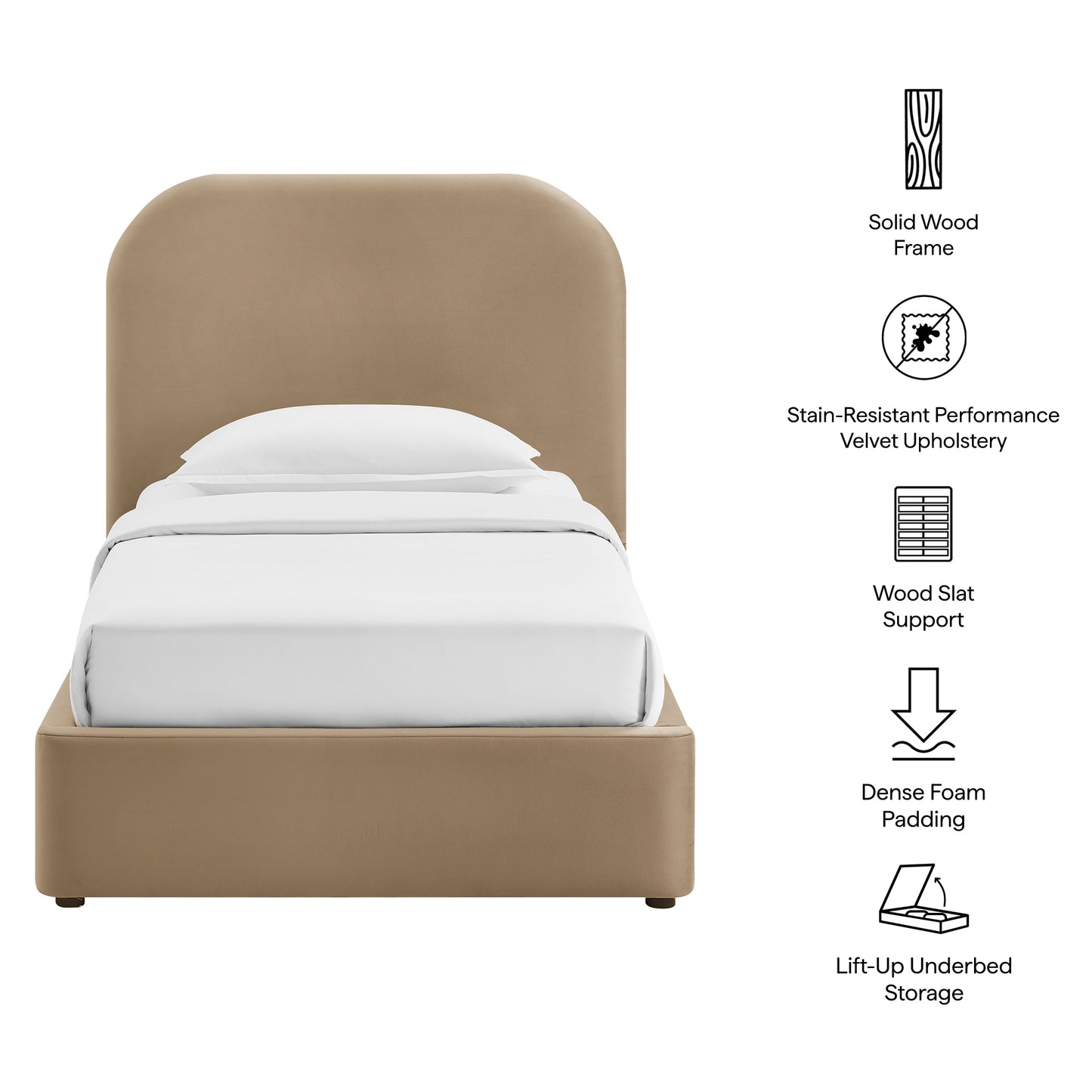 Keynote Twin Performance Velvet Storage Platform Bed Frame by Modway