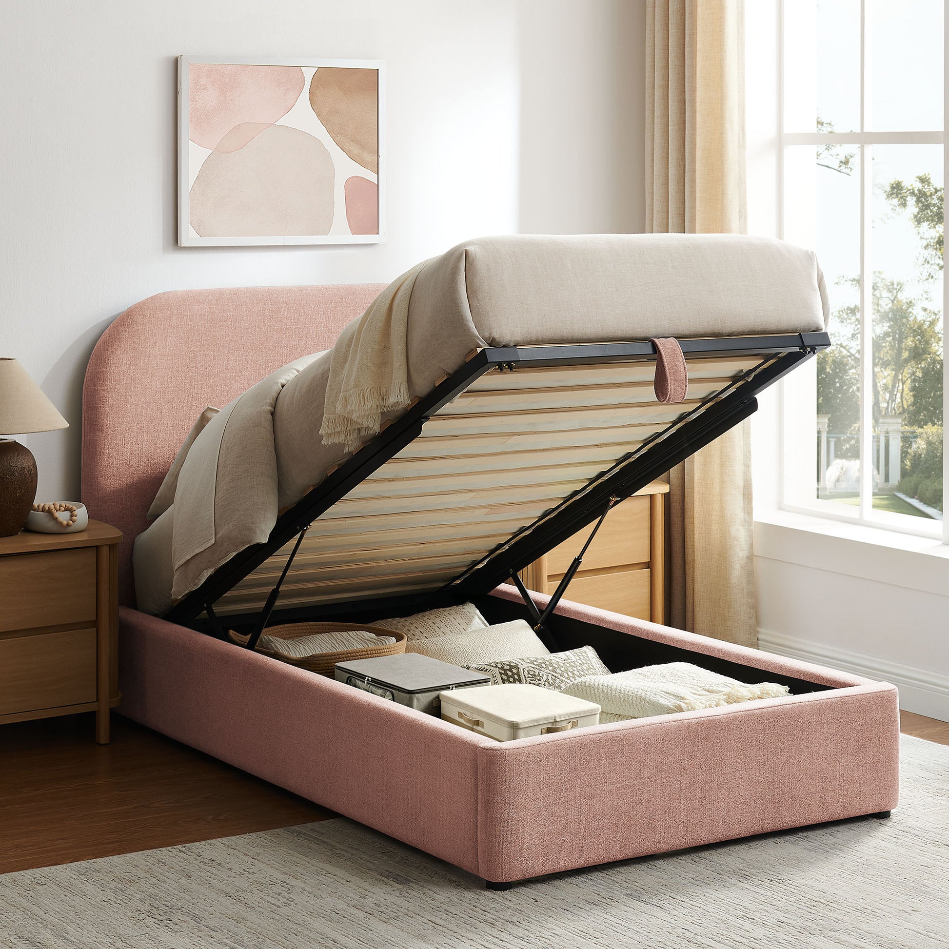 Keynote Twin Fabric Upholstered Storage Platform Bed Frame by Modway
