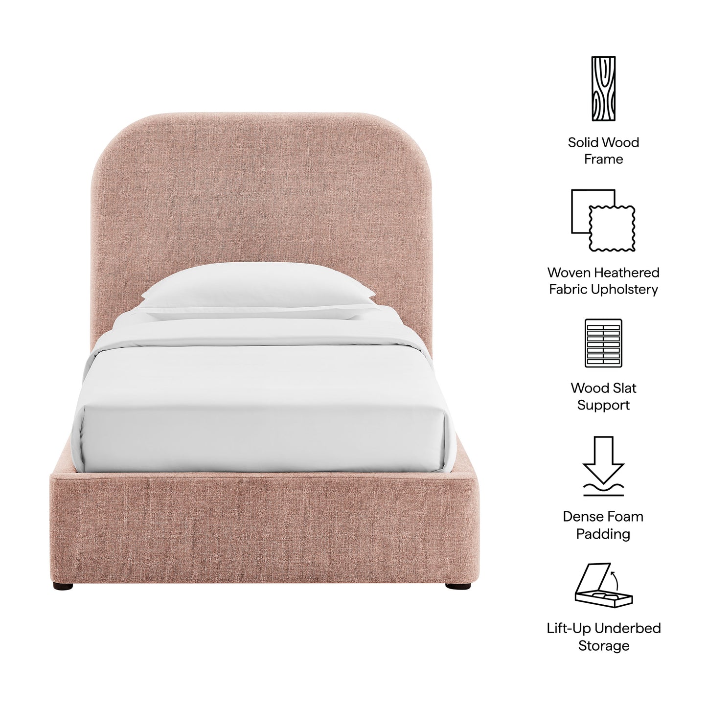 Keynote Twin Fabric Upholstered Storage Platform Bed Frame by Modway