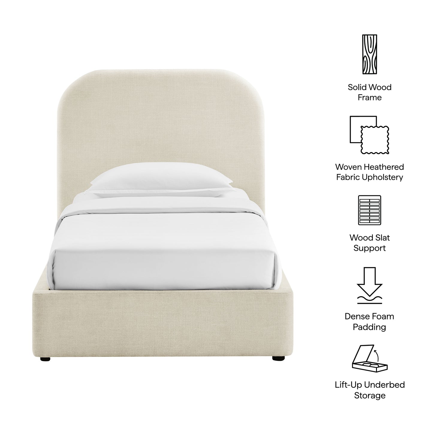 Keynote Twin Fabric Upholstered Storage Platform Bed Frame by Modway