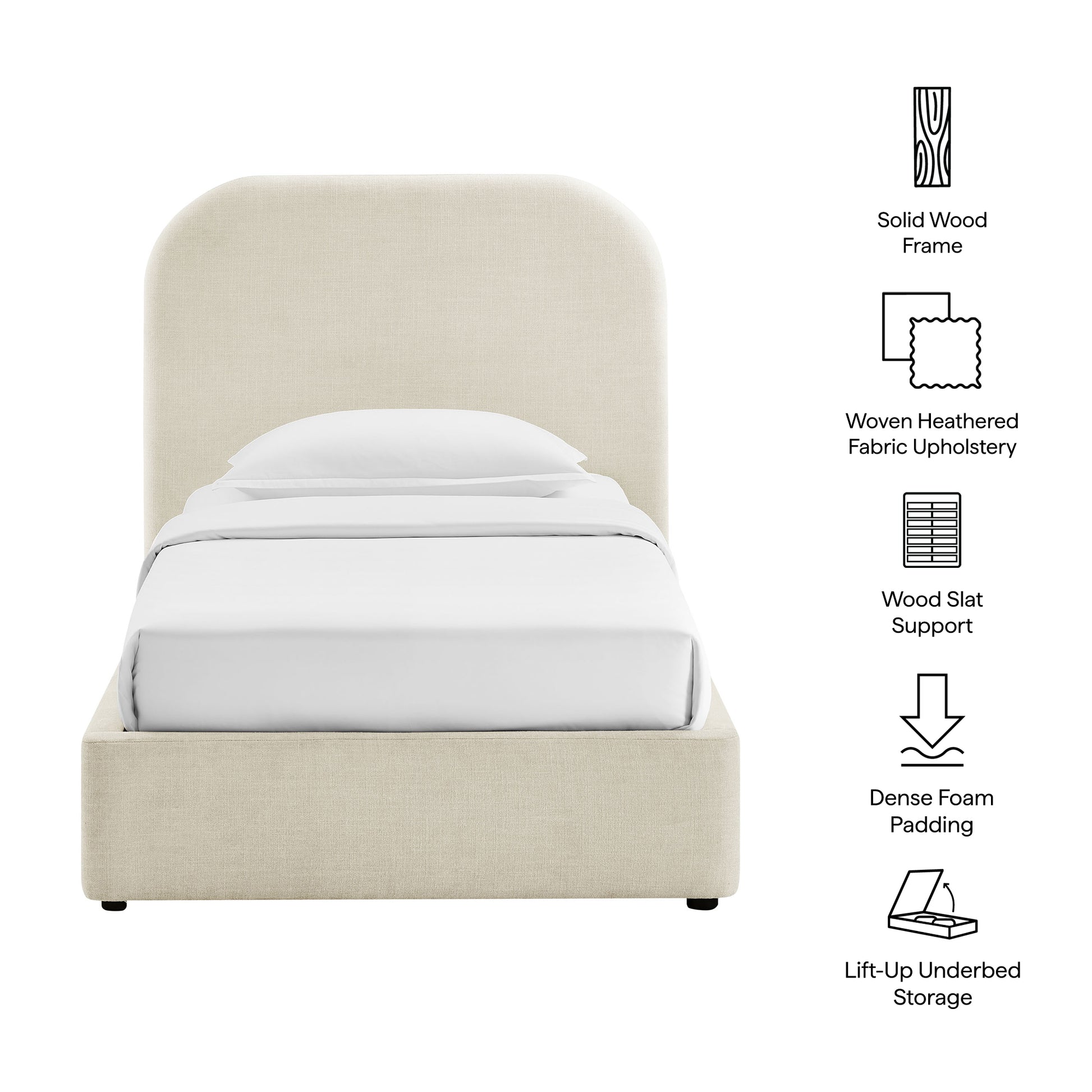 Keynote Twin Fabric Upholstered Storage Platform Bed Frame by Modway