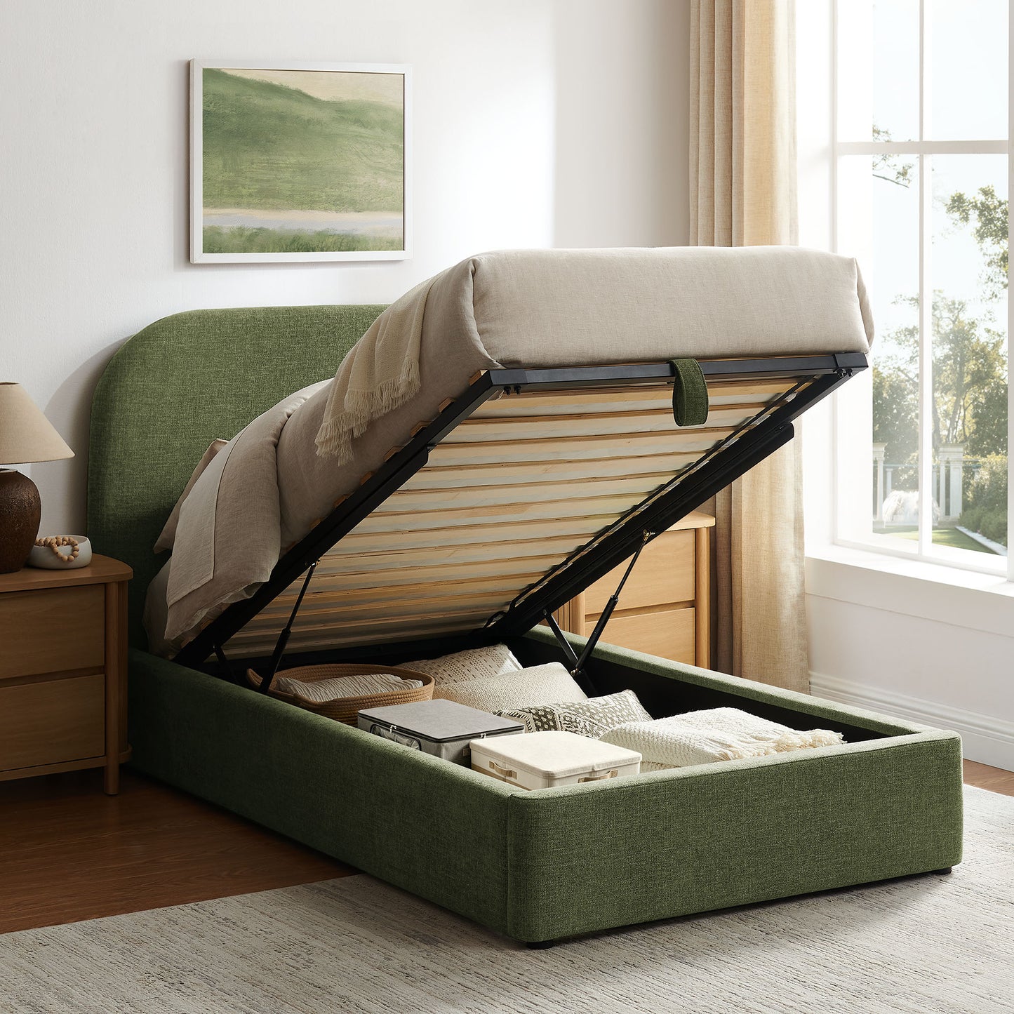 Keynote Twin Fabric Upholstered Storage Platform Bed Frame by Modway