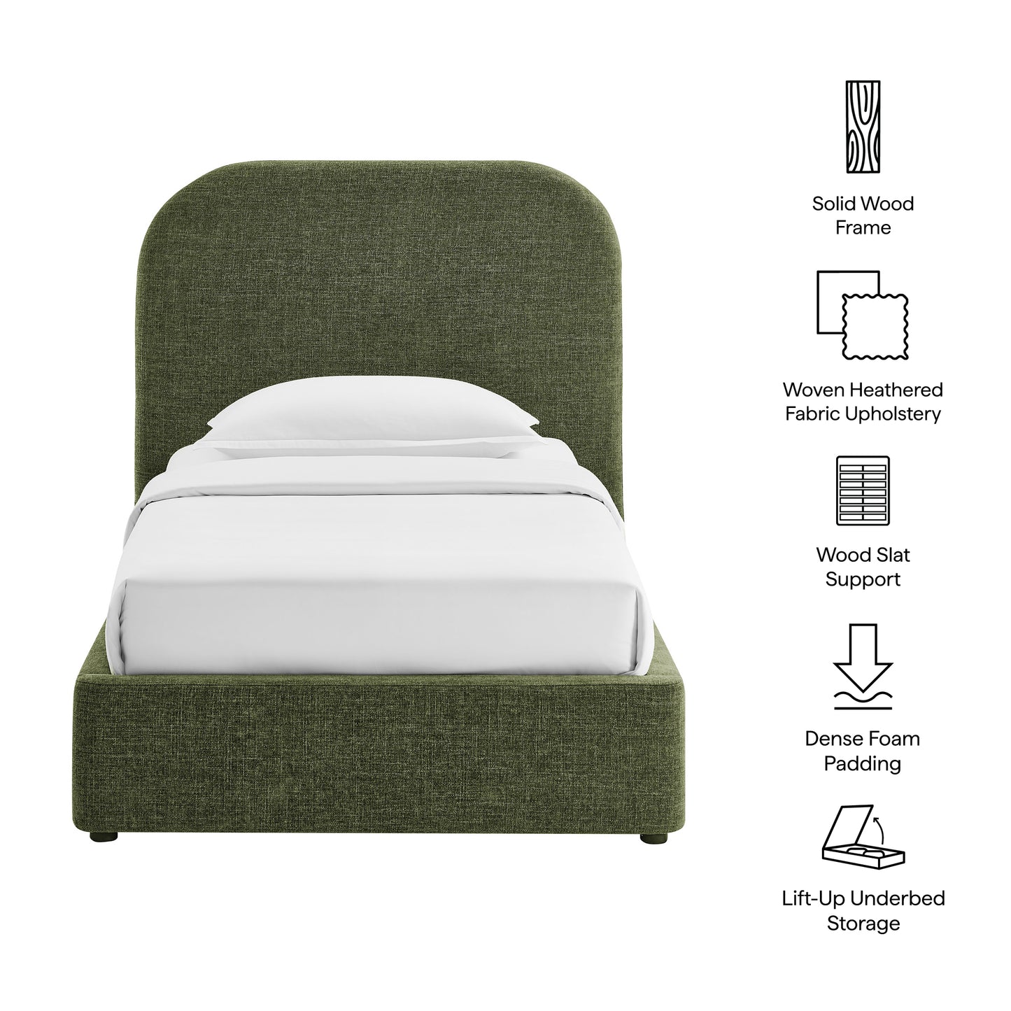 Keynote Twin Fabric Upholstered Storage Platform Bed Frame by Modway