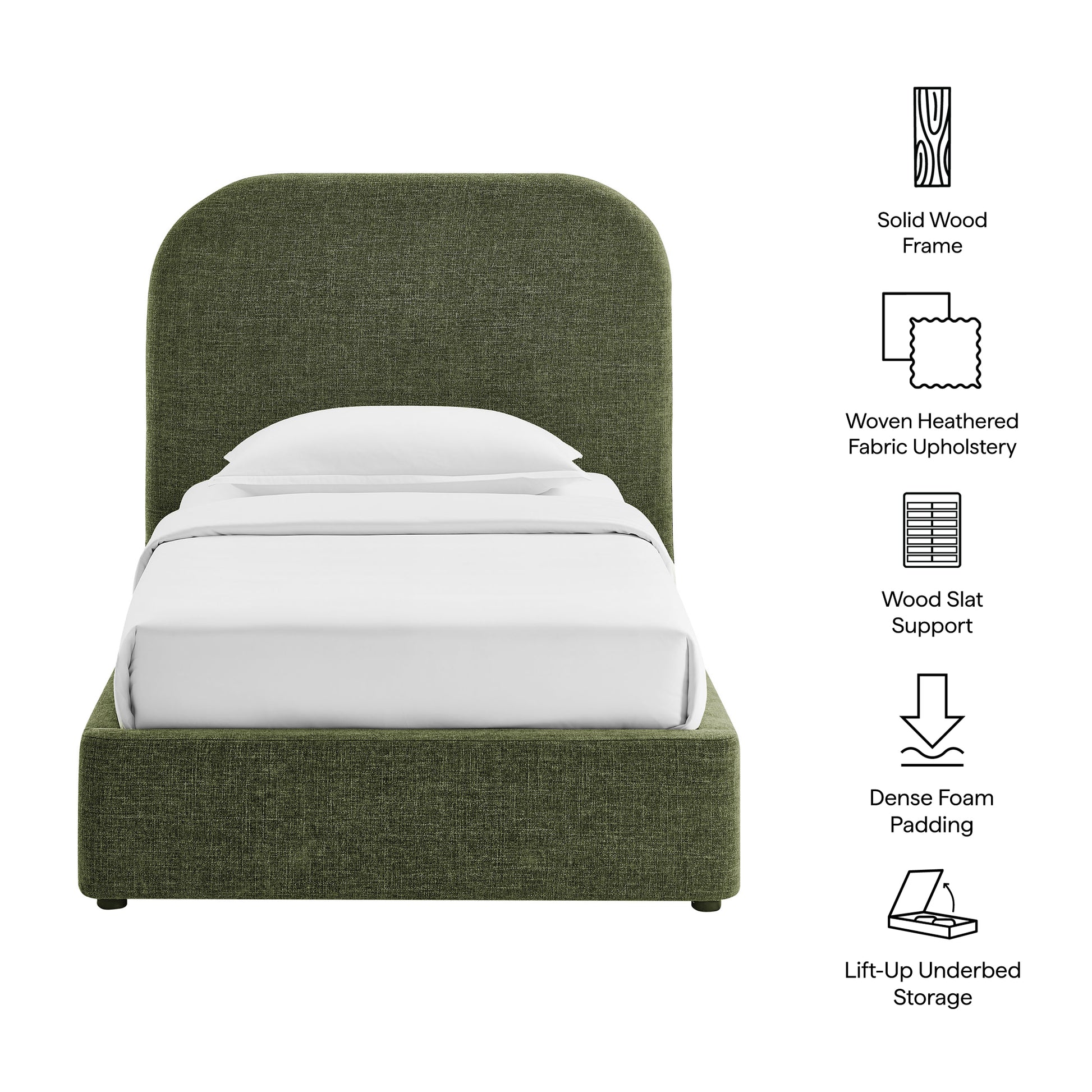 Keynote Twin Fabric Upholstered Storage Platform Bed Frame by Modway