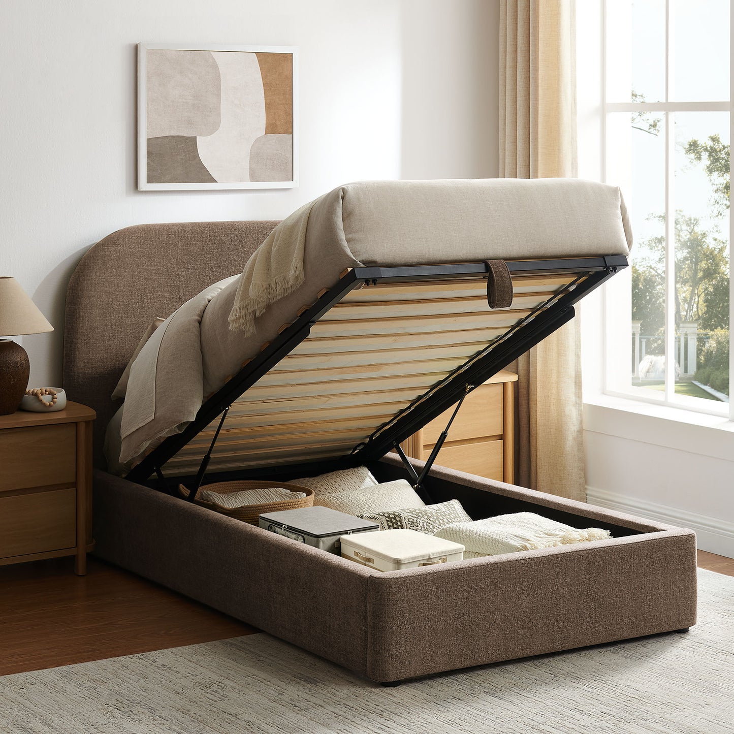 Keynote Twin Fabric Upholstered Storage Platform Bed Frame by Modway