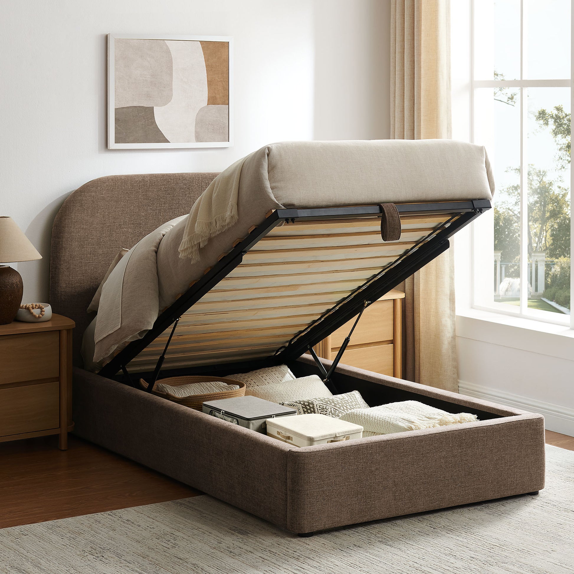 Keynote Twin Fabric Upholstered Storage Platform Bed Frame by Modway