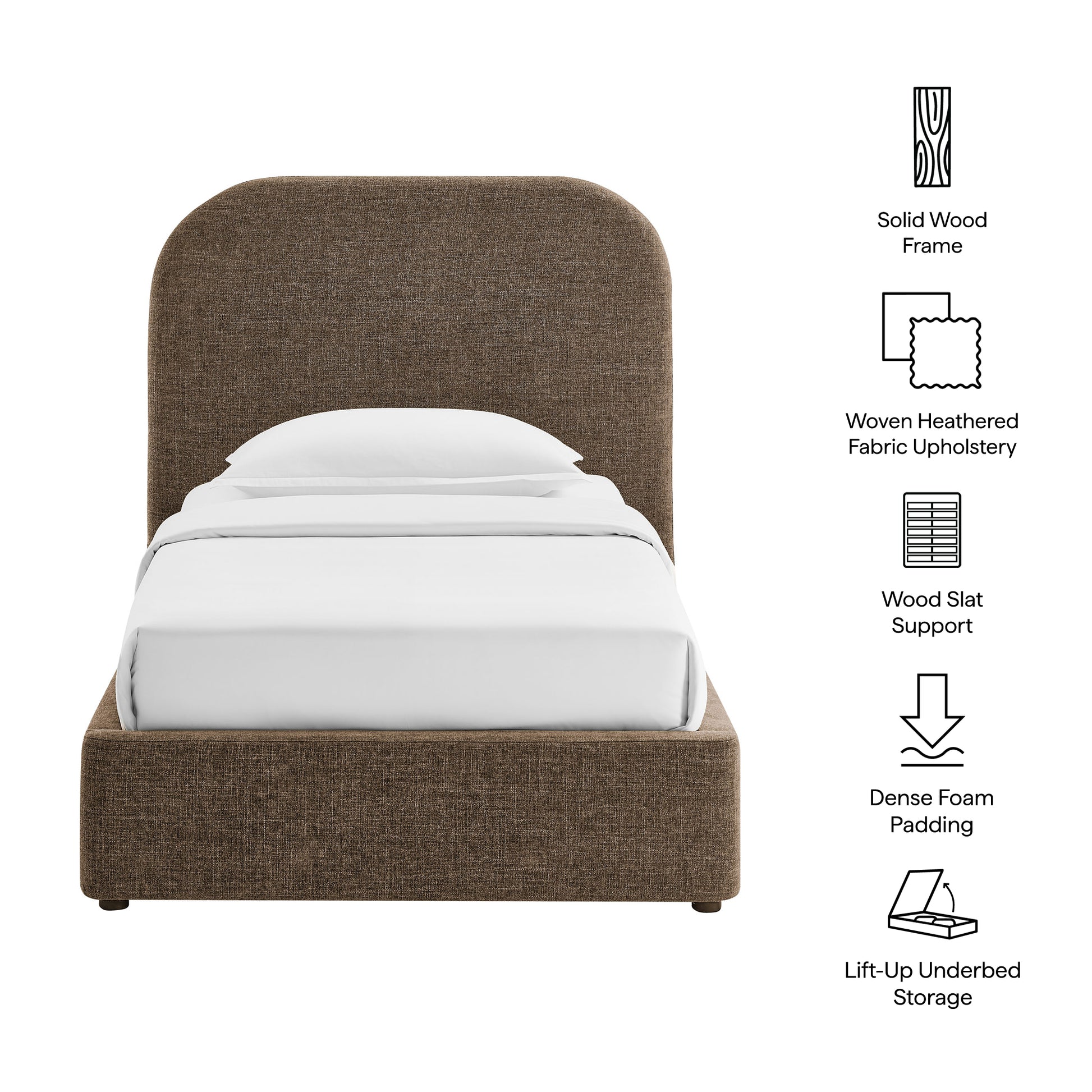 Keynote Twin Fabric Upholstered Storage Platform Bed Frame by Modway