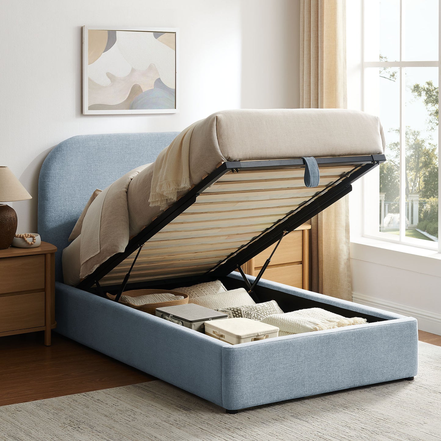 Keynote Twin Fabric Upholstered Storage Platform Bed Frame by Modway