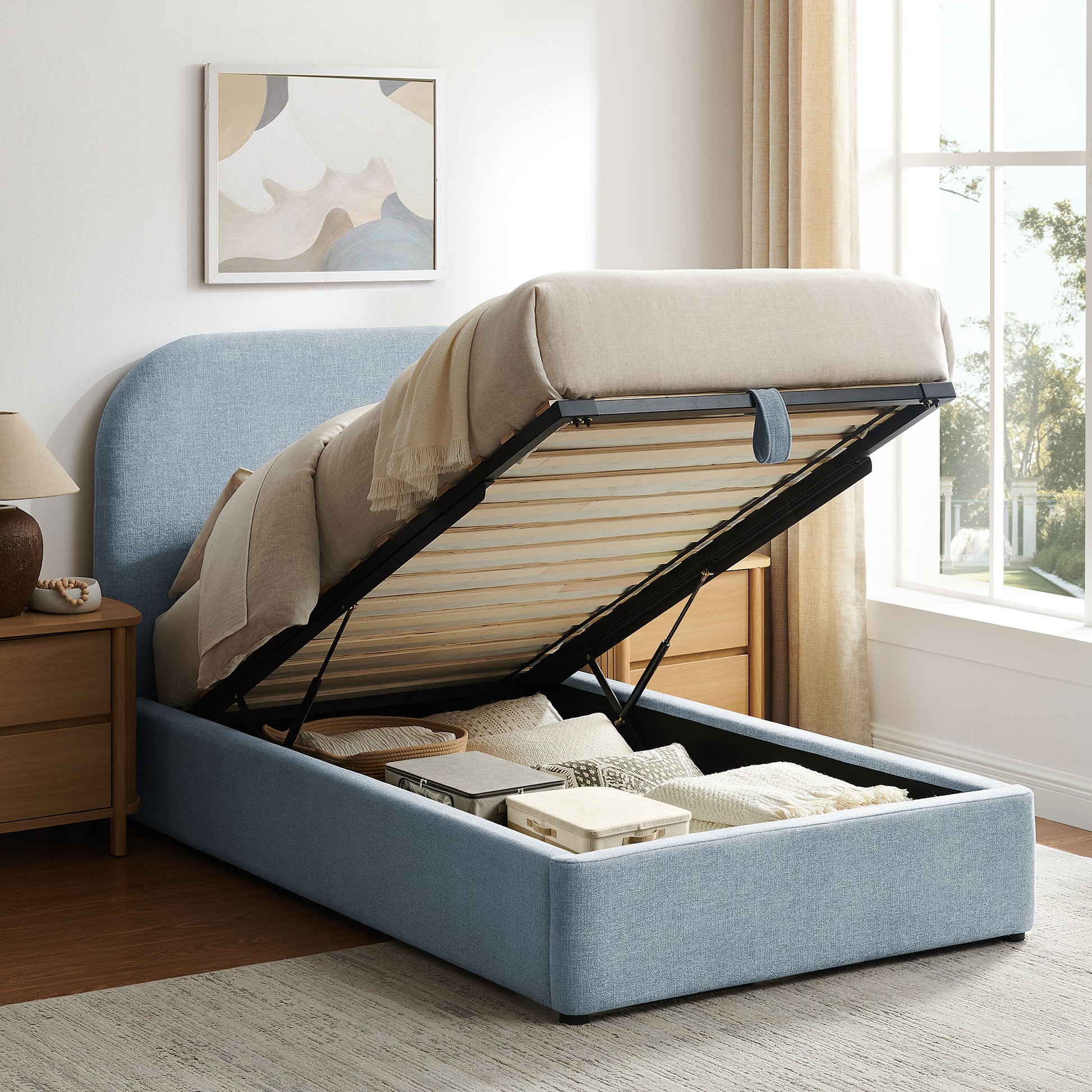 Keynote Twin Fabric Upholstered Storage Platform Bed Frame by Modway