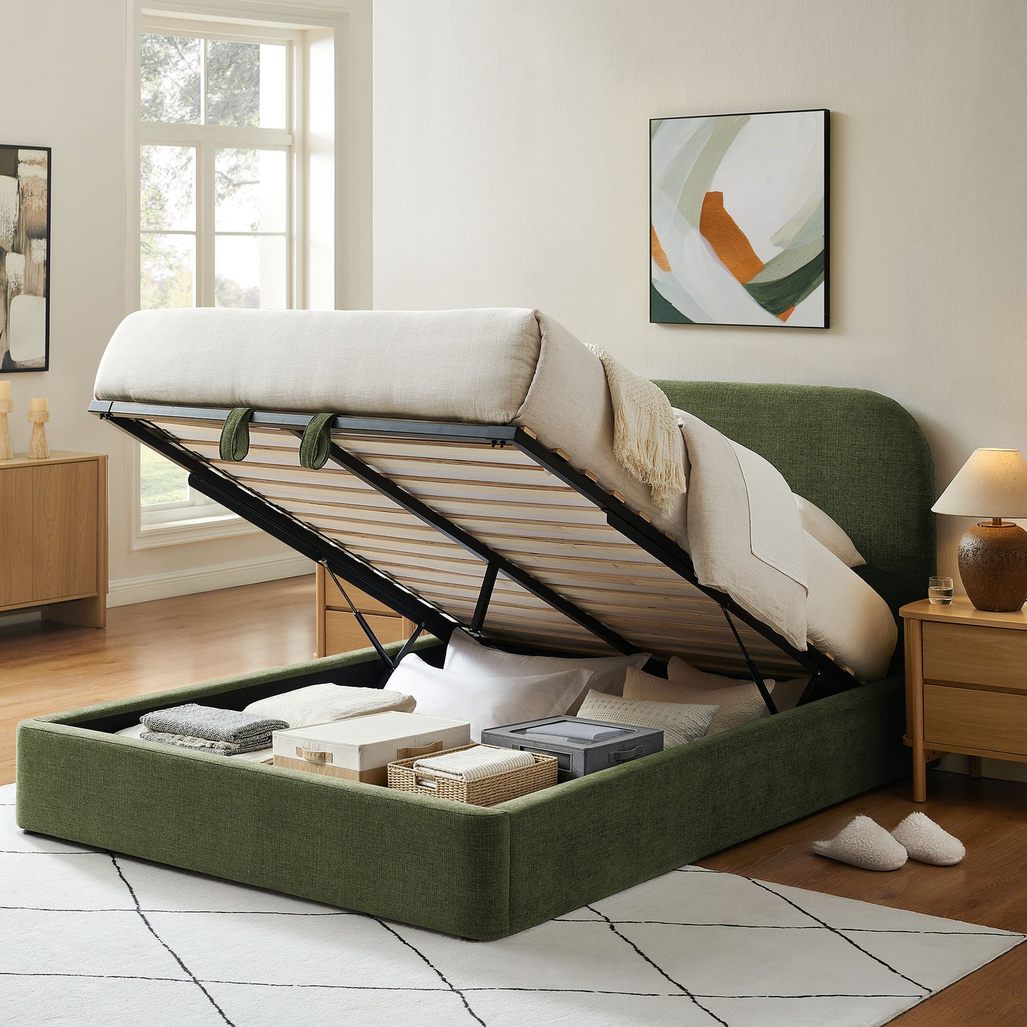 Keynote Full Fabric Upholstered Storage Platform Bed Frame by Modway