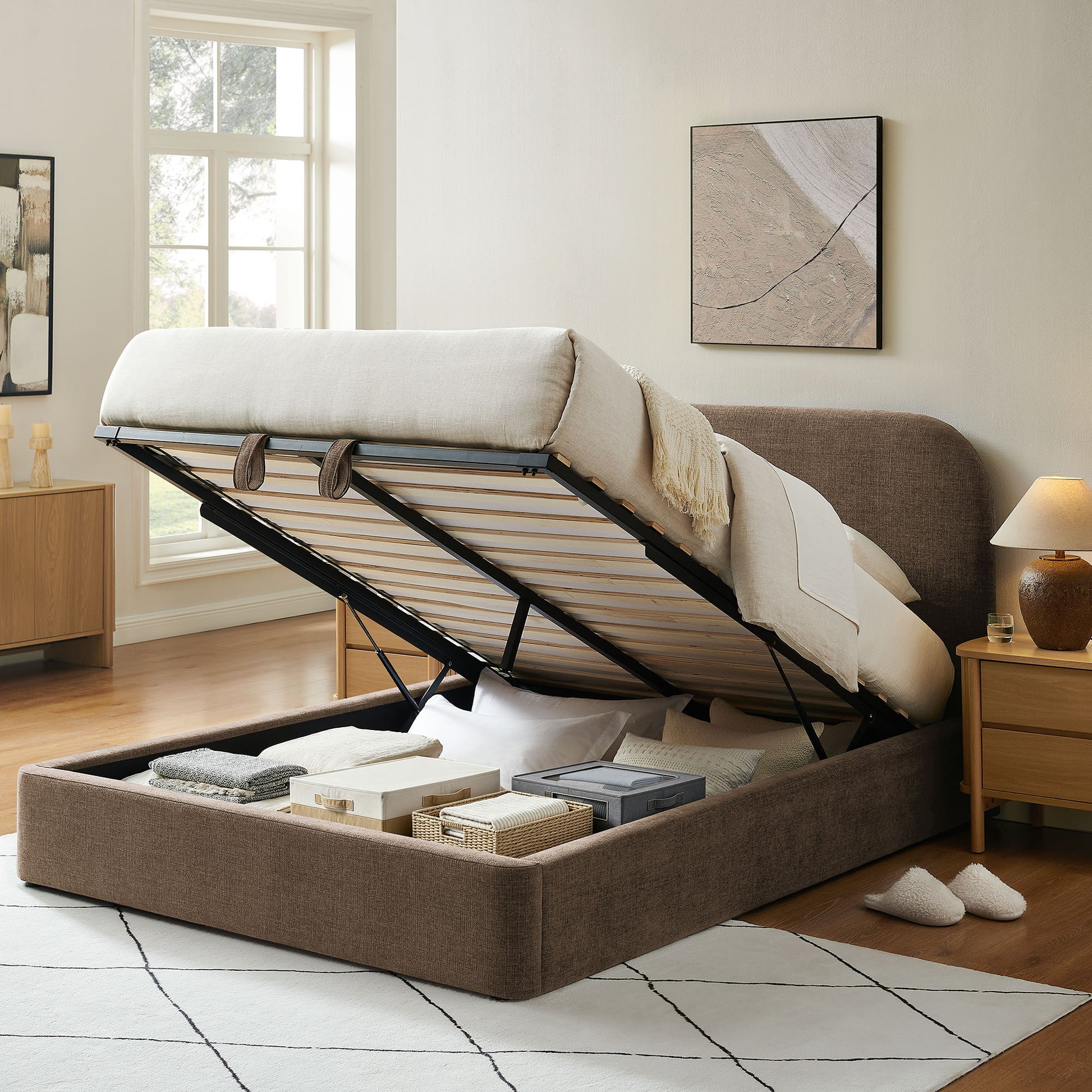 Keynote Full Fabric Upholstered Storage Platform Bed Frame by Modway