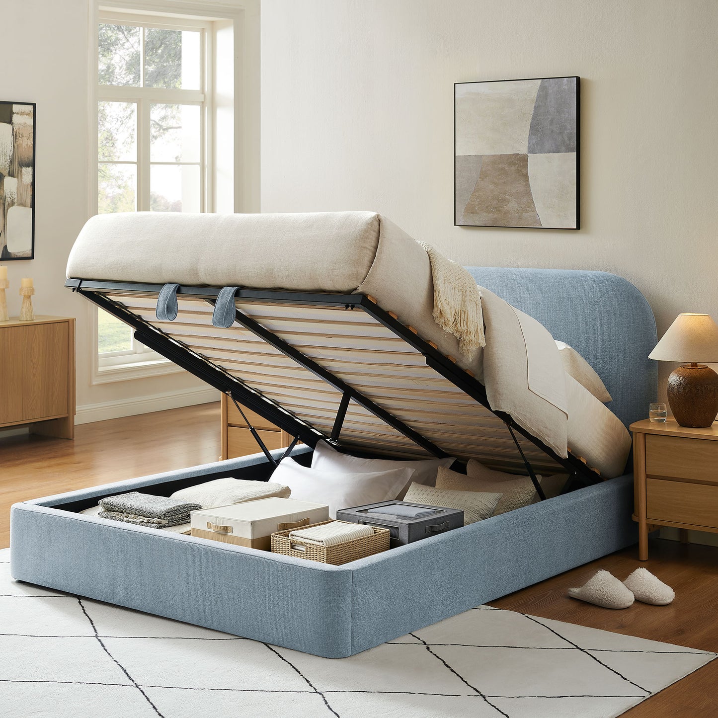 Keynote Queen Fabric Upholstered Storage Platform Bed Frame by Modway