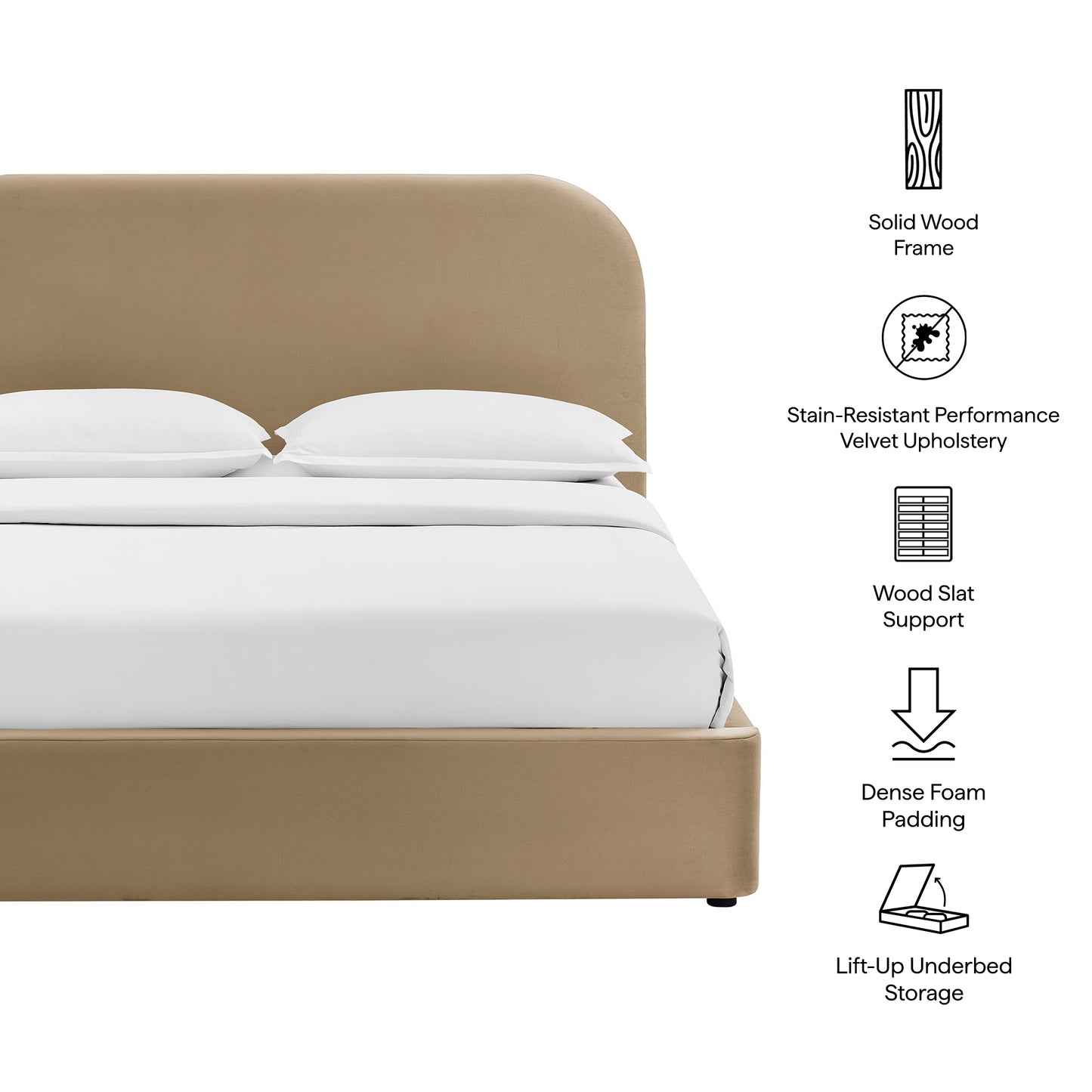 Keynote King Performance Velvet Storage Platform Bed Frame by Modway