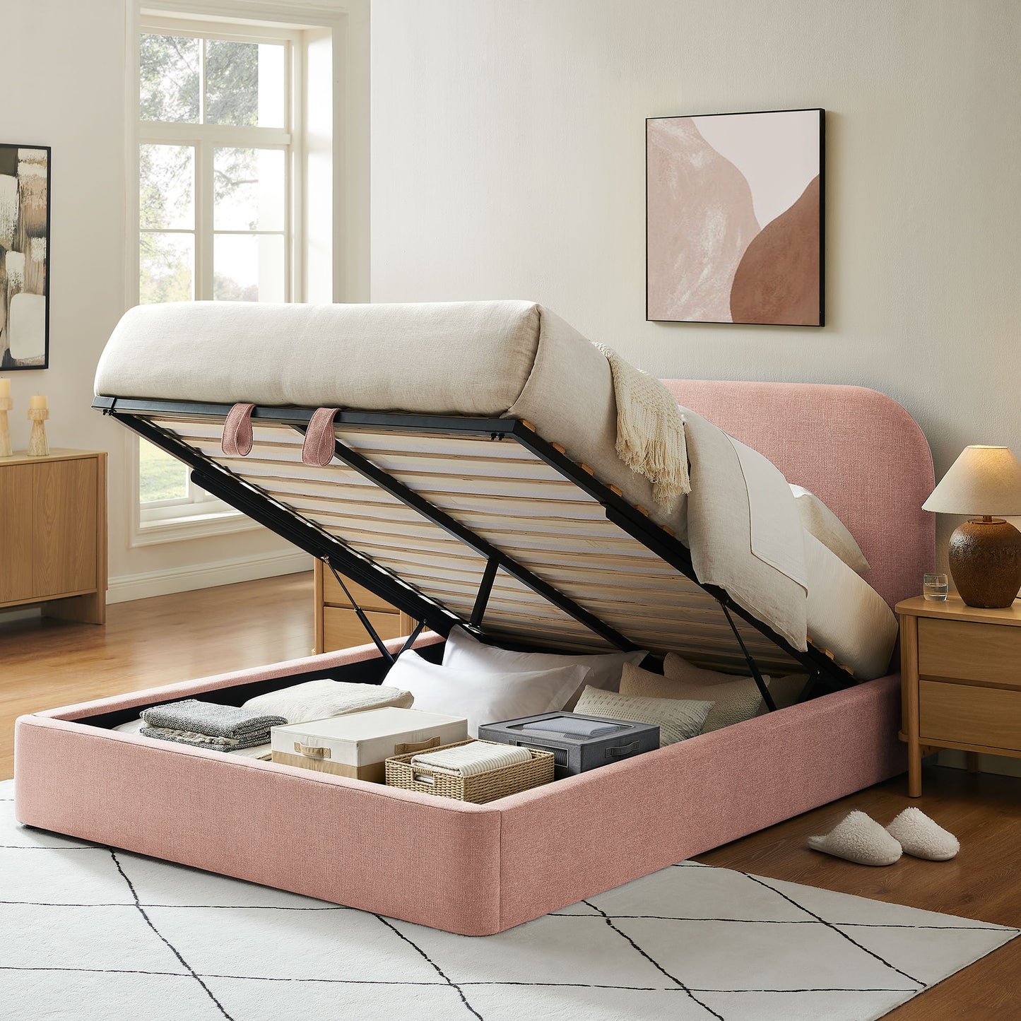 Keynote King Fabric Upholstered Storage Platform Bed Frame by Modway