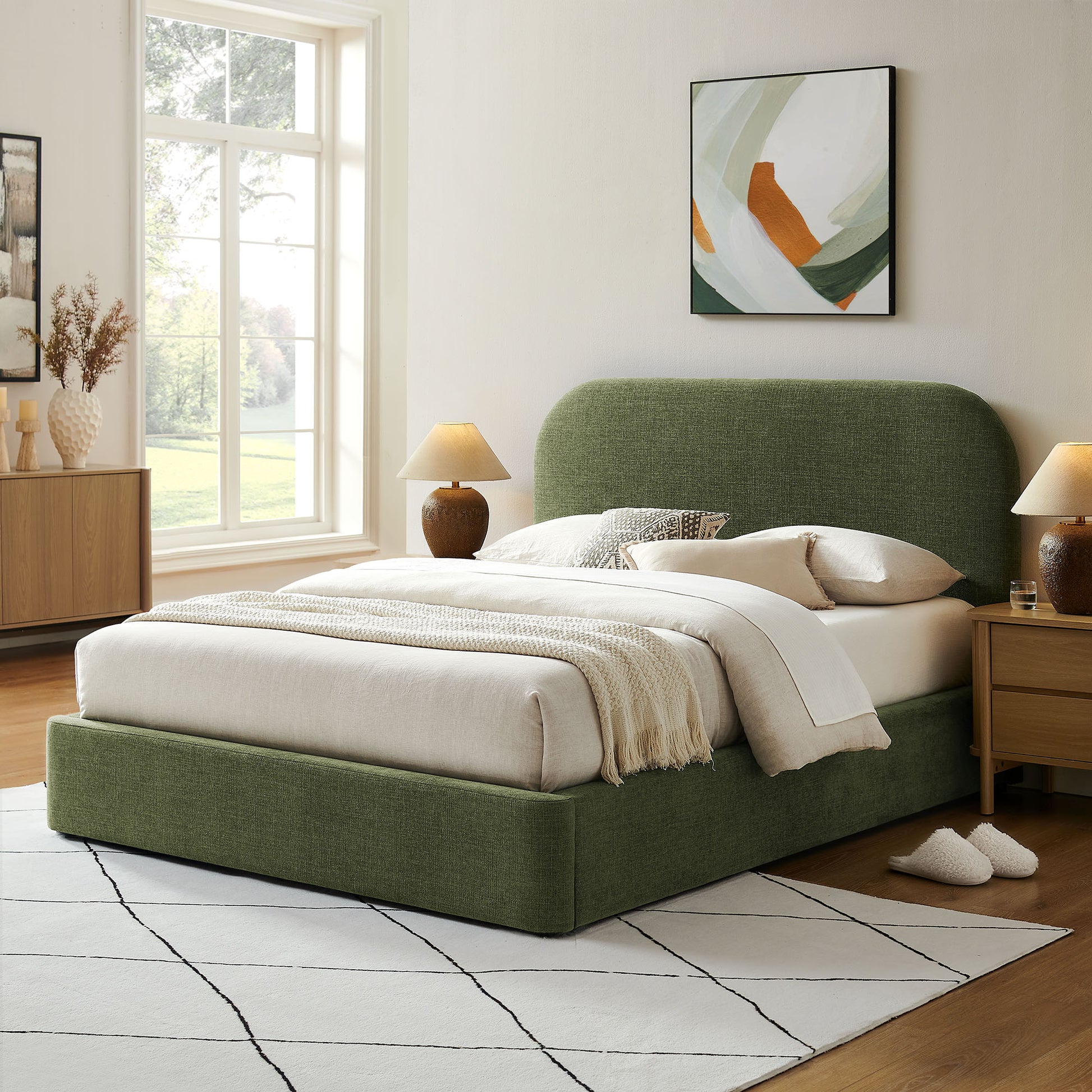 Keynote King Fabric Upholstered Storage Platform Bed Frame by Modway