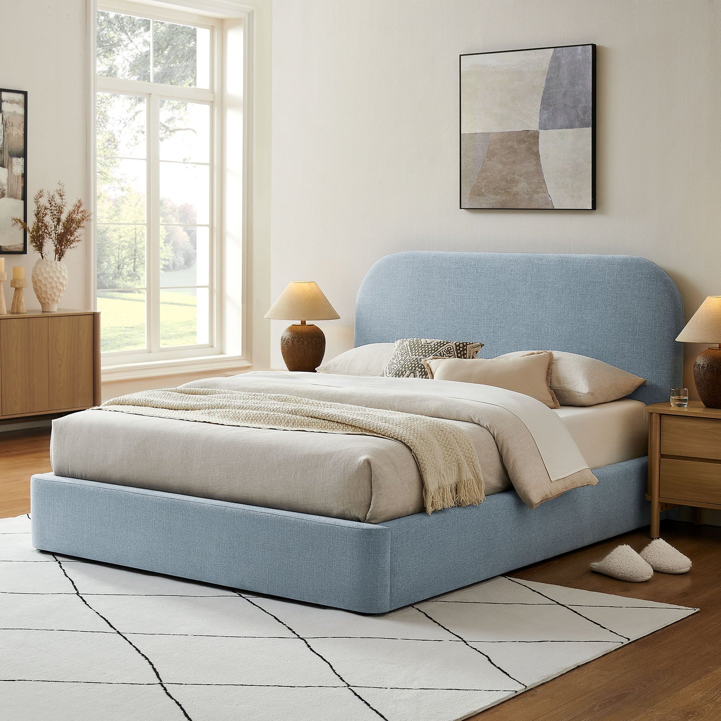 Keynote King Fabric Upholstered Storage Platform Bed Frame by Modway