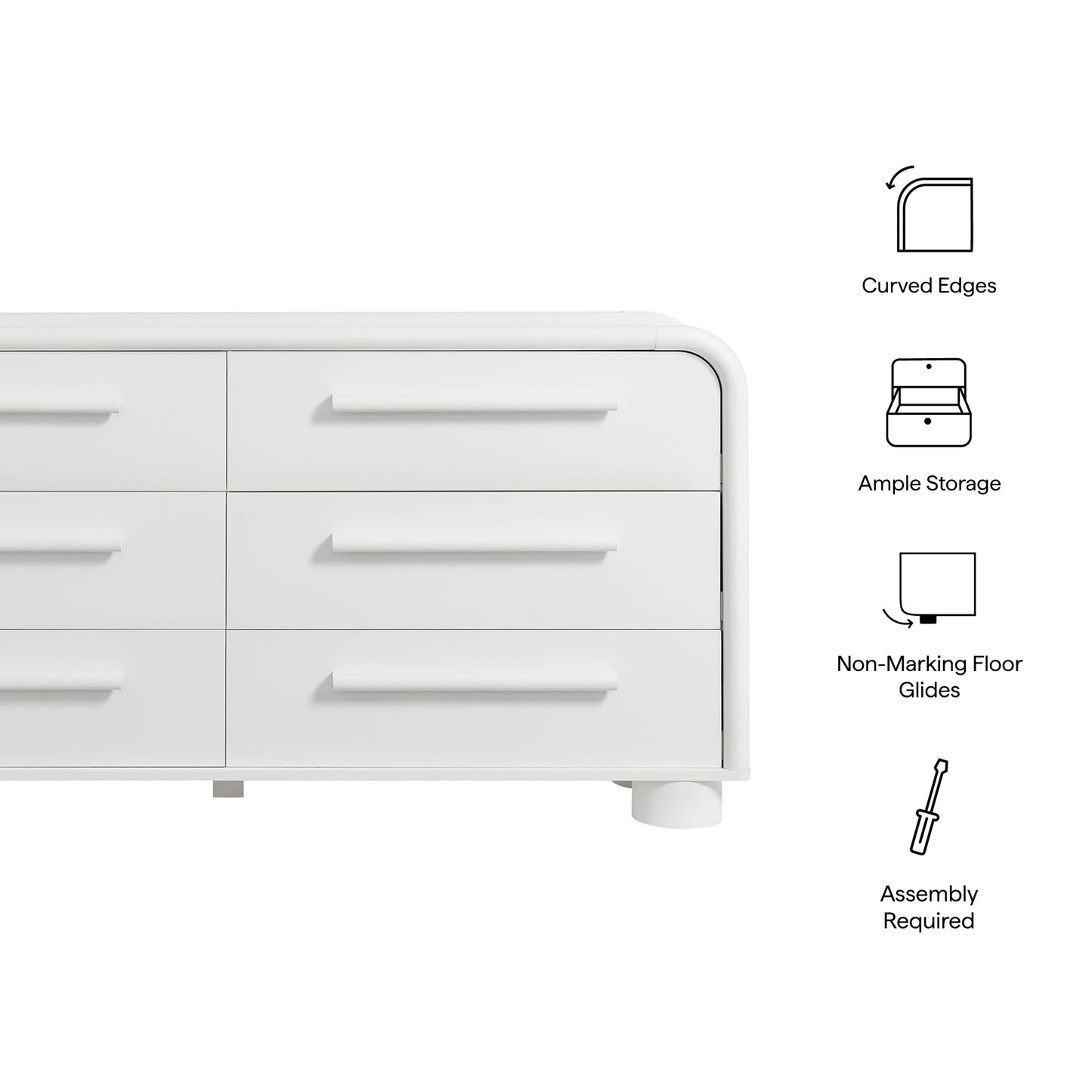 Bellamy Curved 6-Drawer Dresser by Modway