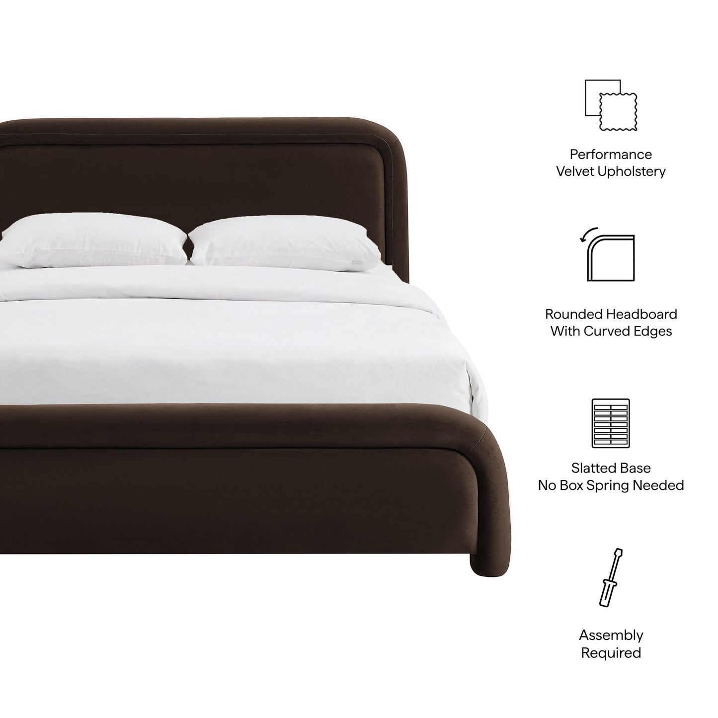 Beck King Performance Velvet Platform Bed by Modway
