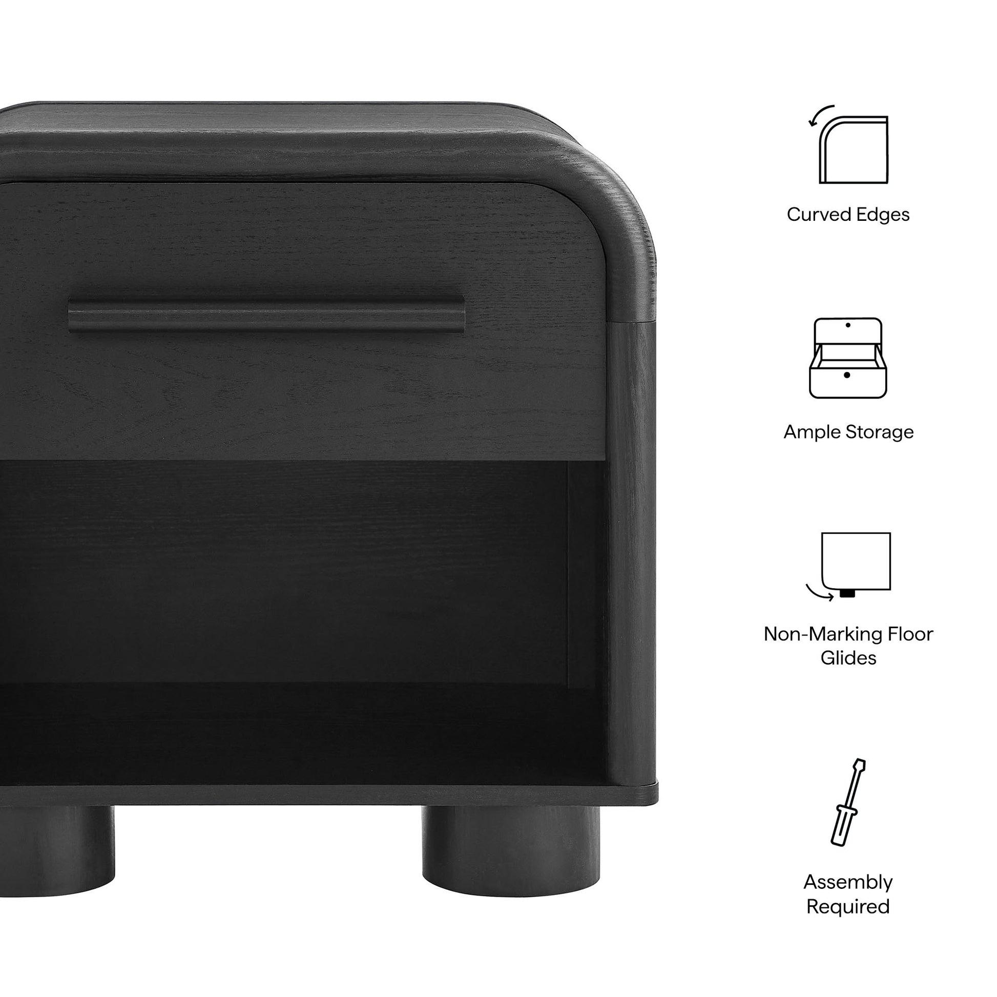 Bellamy Curved 1-Drawer Nightstand by Modway